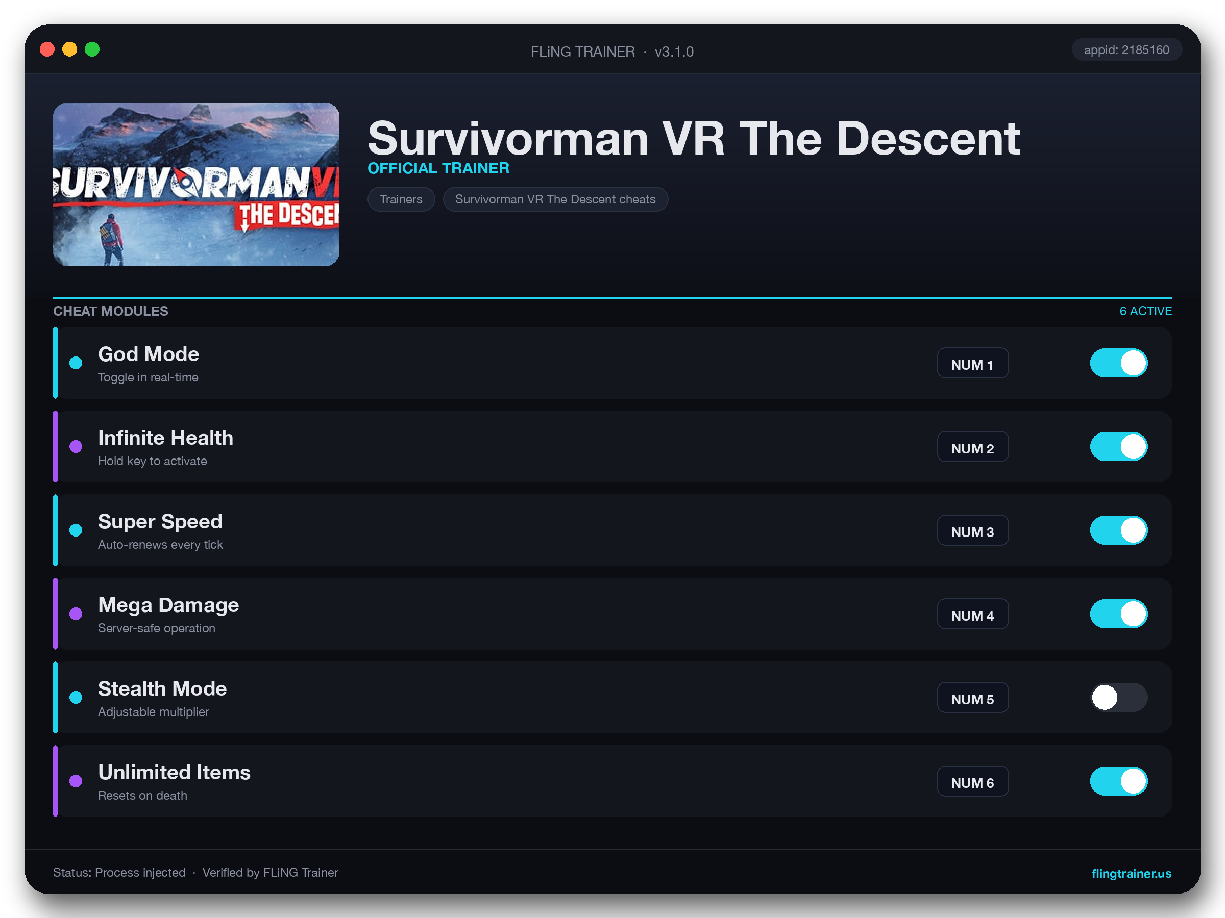 Survivorman VR The Descent Trainer interface