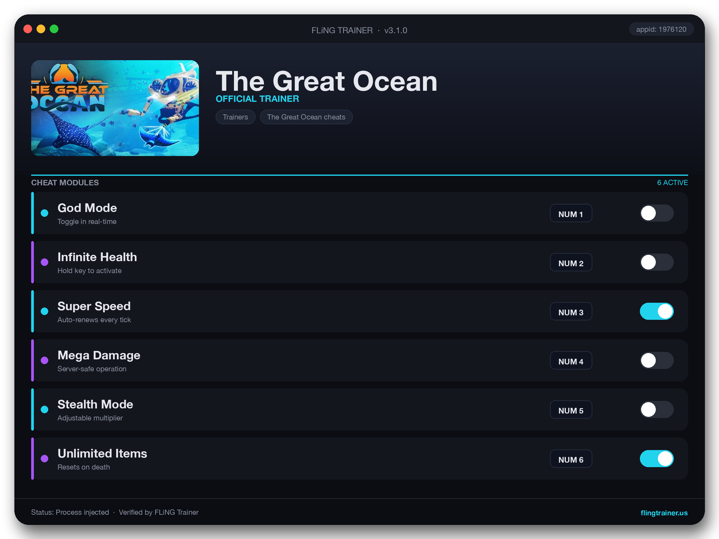 The Great Ocean Trainer interface