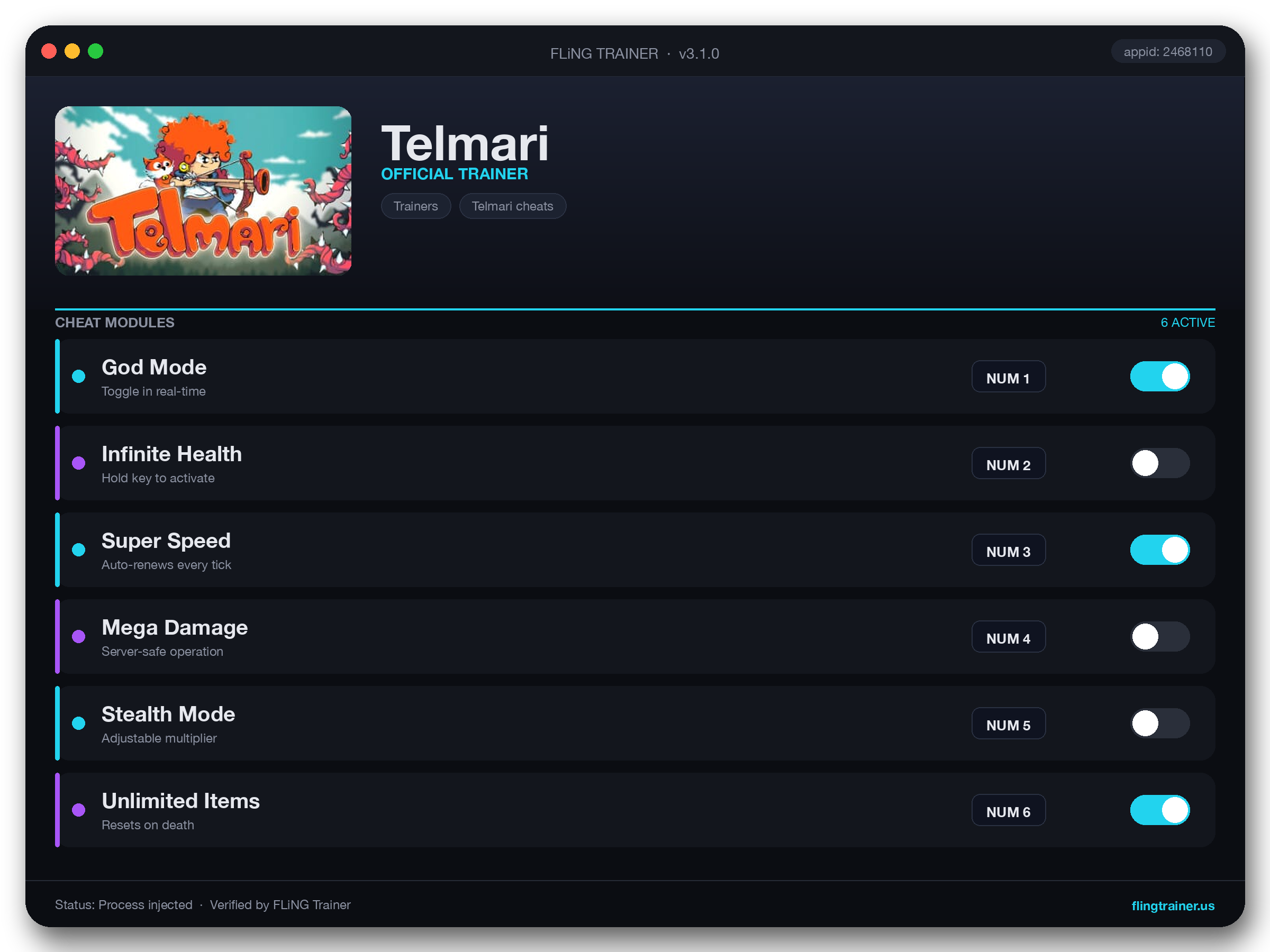 Telmari Trainer interface