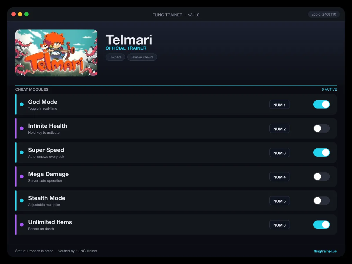 Telmari Trainer interface