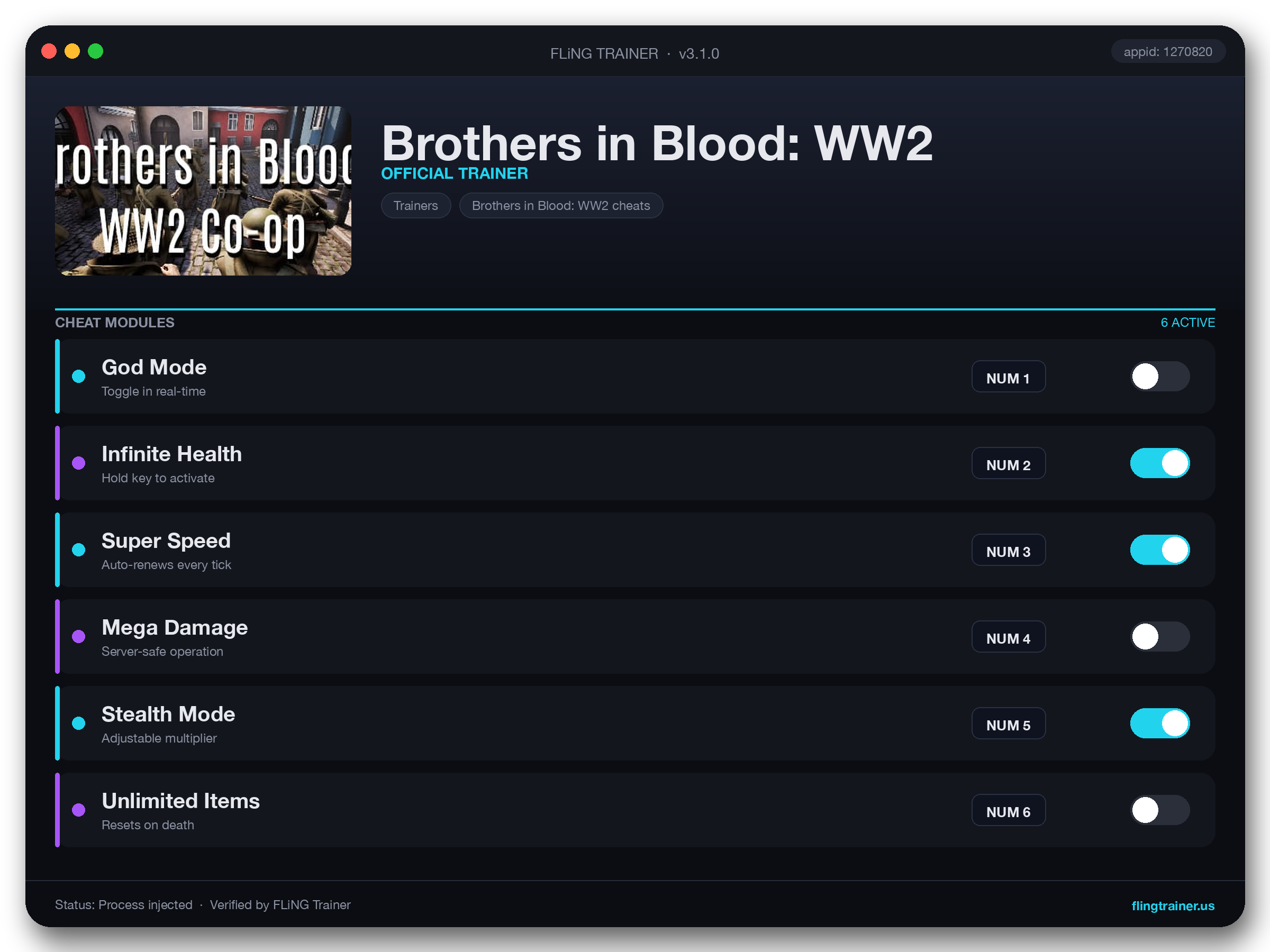 Brothers in Blood: WW2 Trainer interface