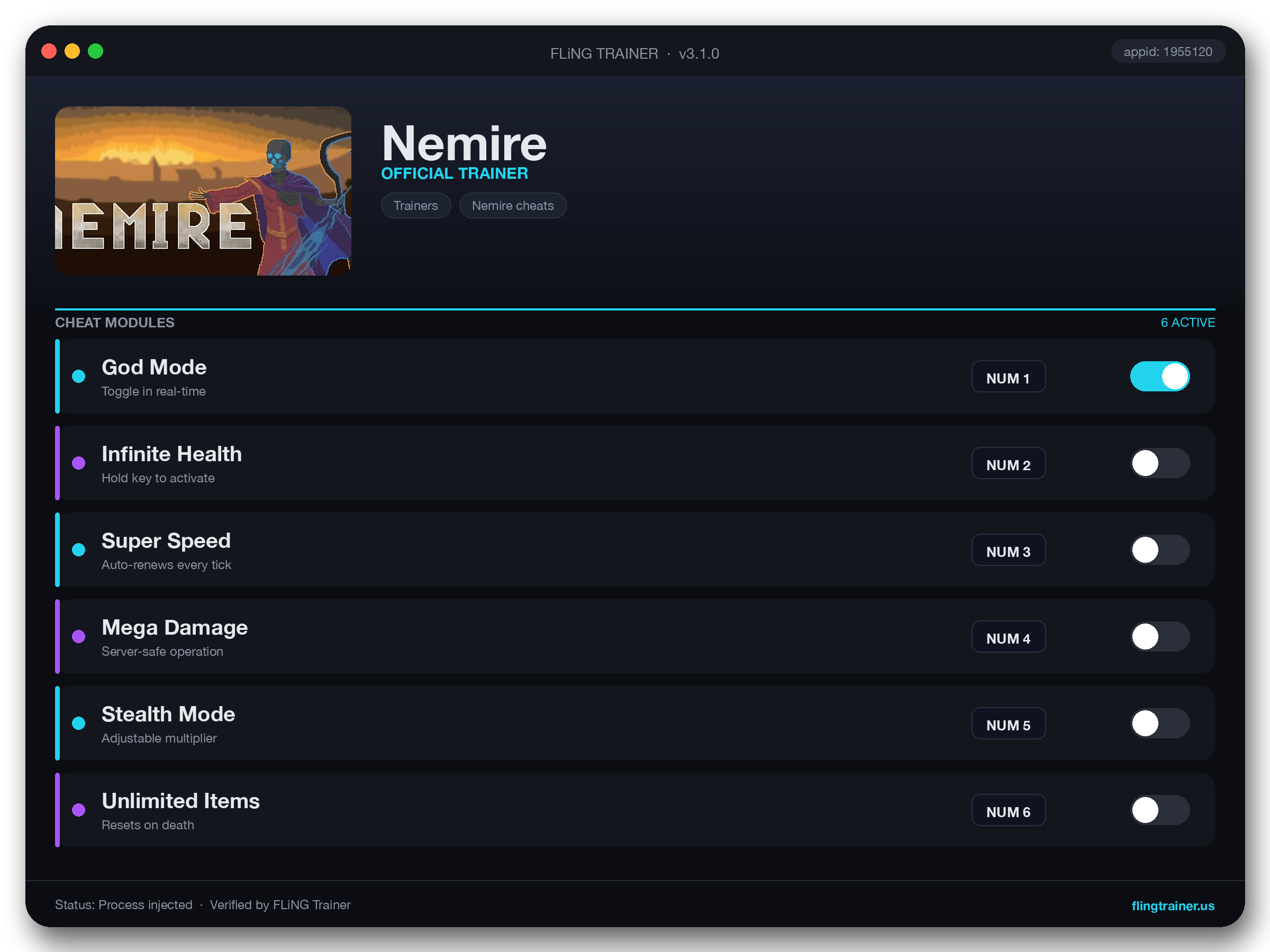 Nemire Trainer interface