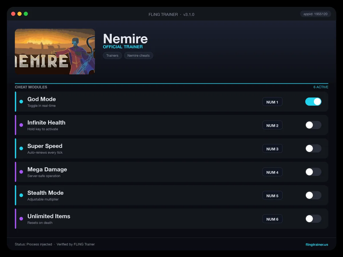 Nemire Trainer interface