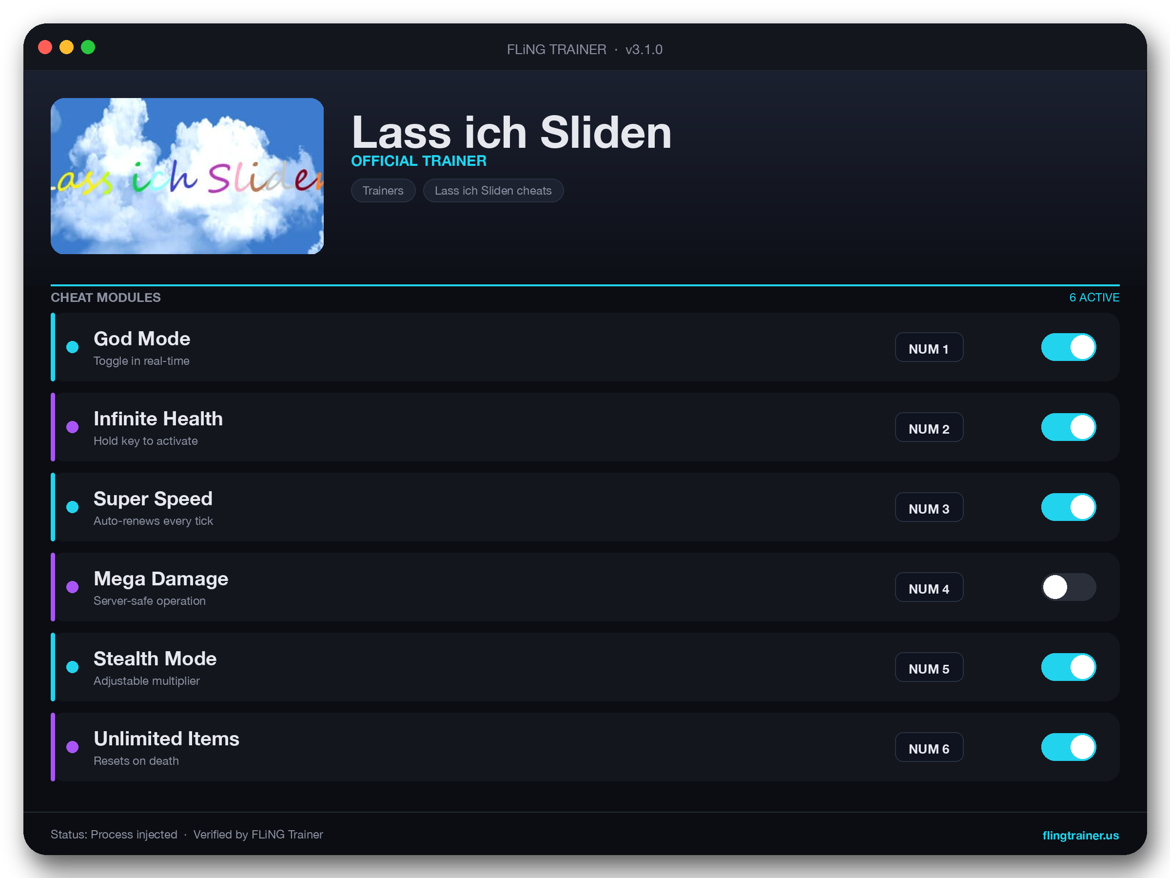 Lass ich Sliden Trainer interface