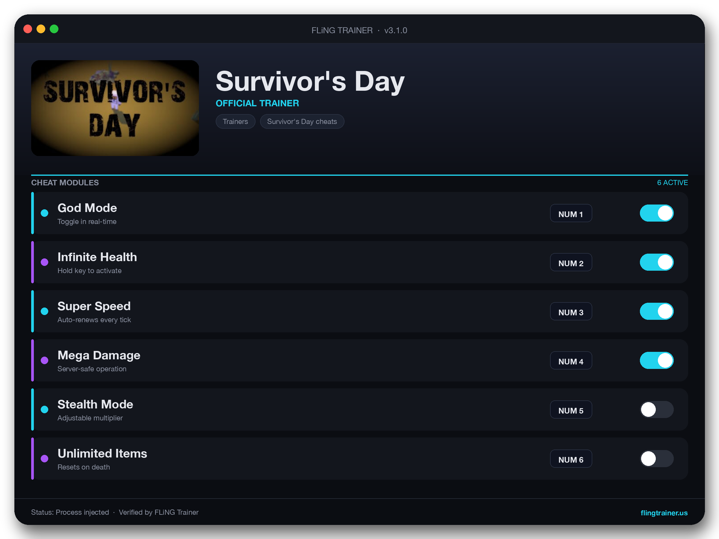 Survivor's Day Trainer interface