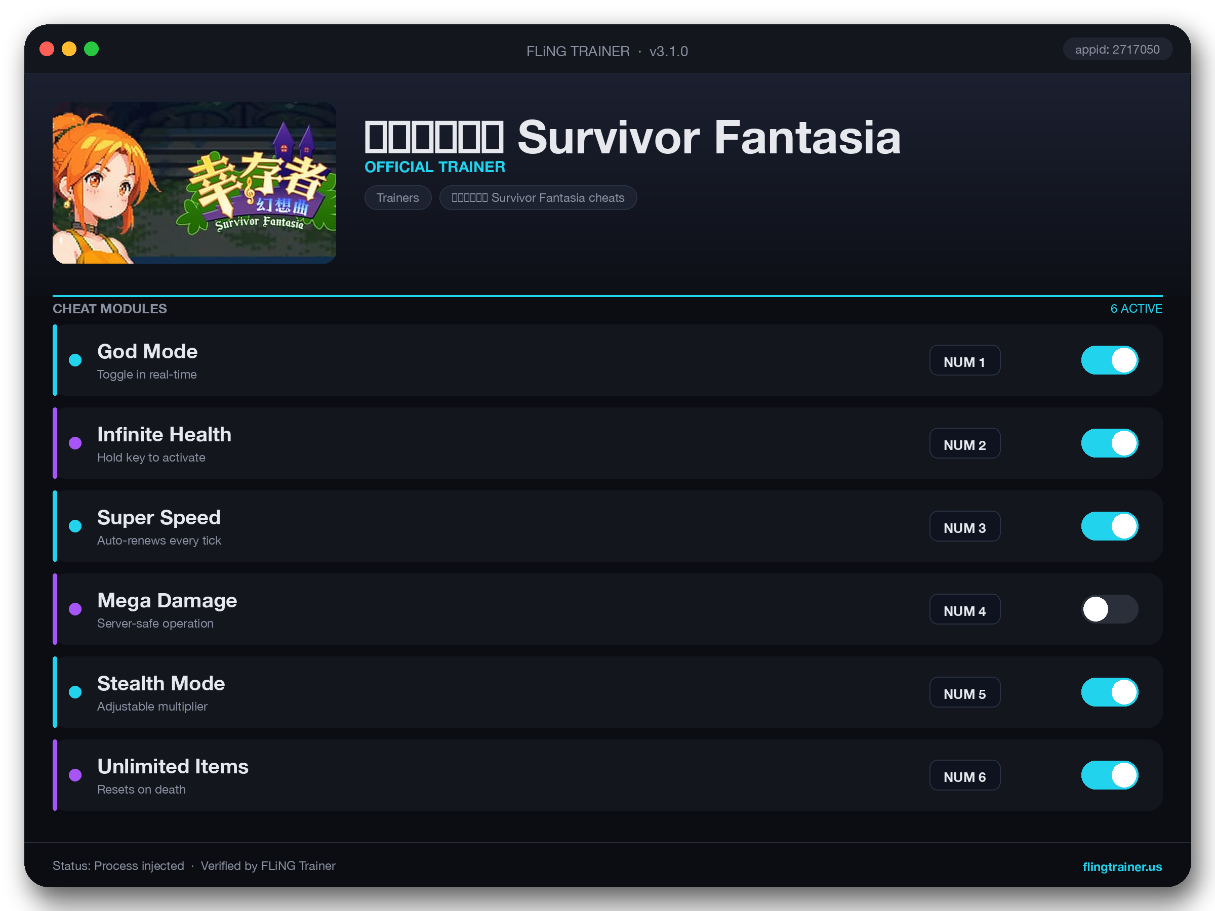 幸存者幻想曲 Survivor Fantasia Trainer interface