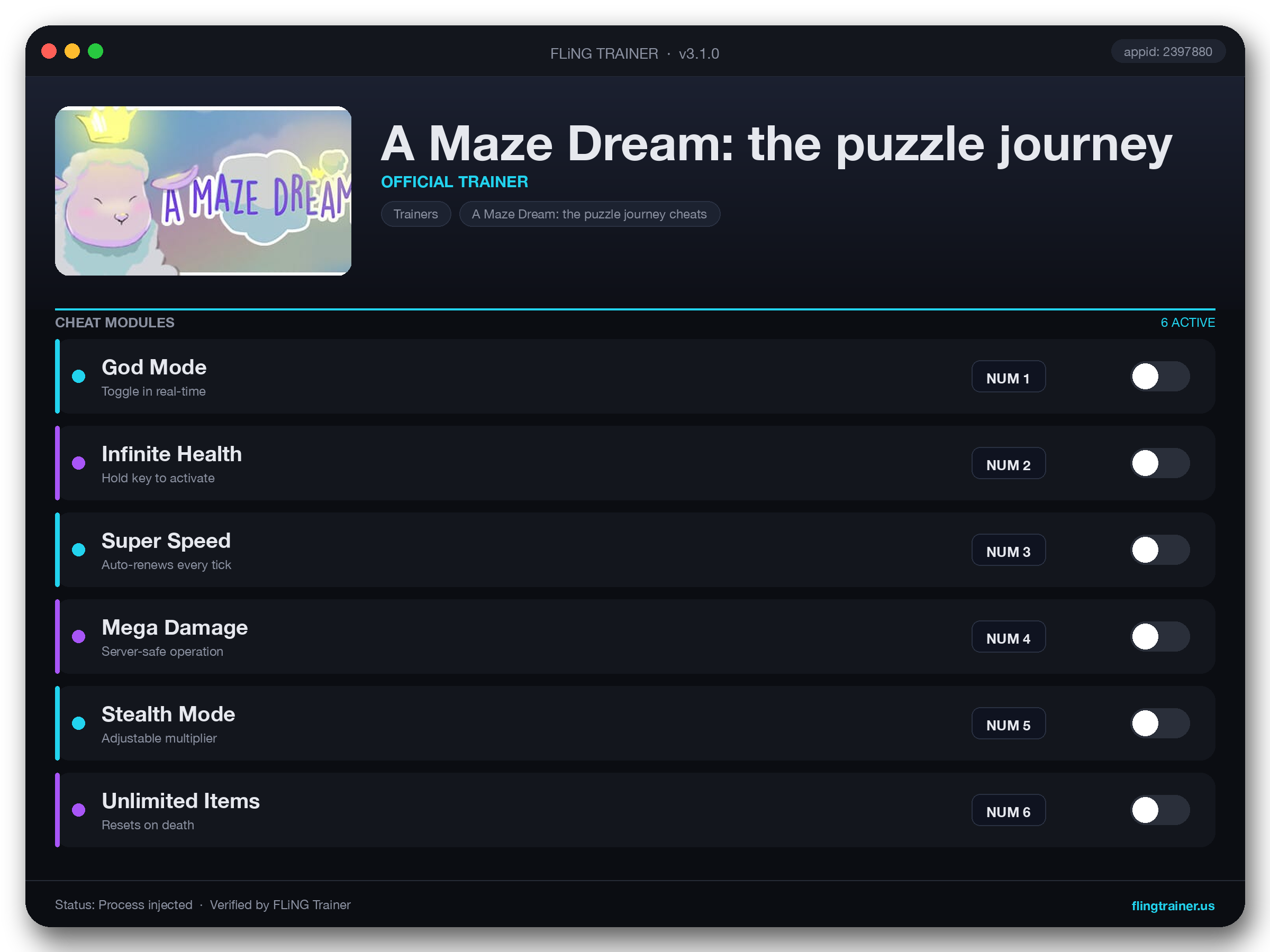 A Maze Dream: the puzzle journey Trainer interface