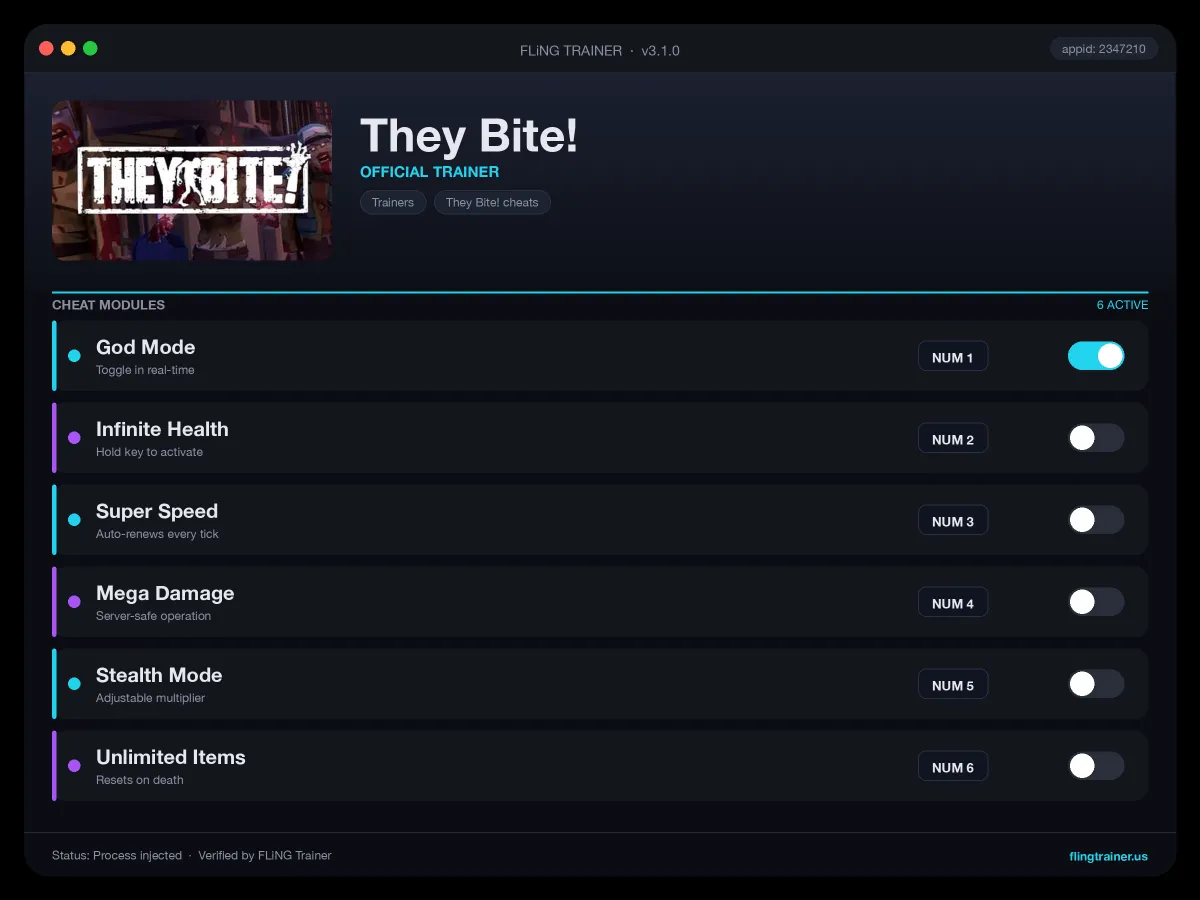 They Bite! Trainer interface