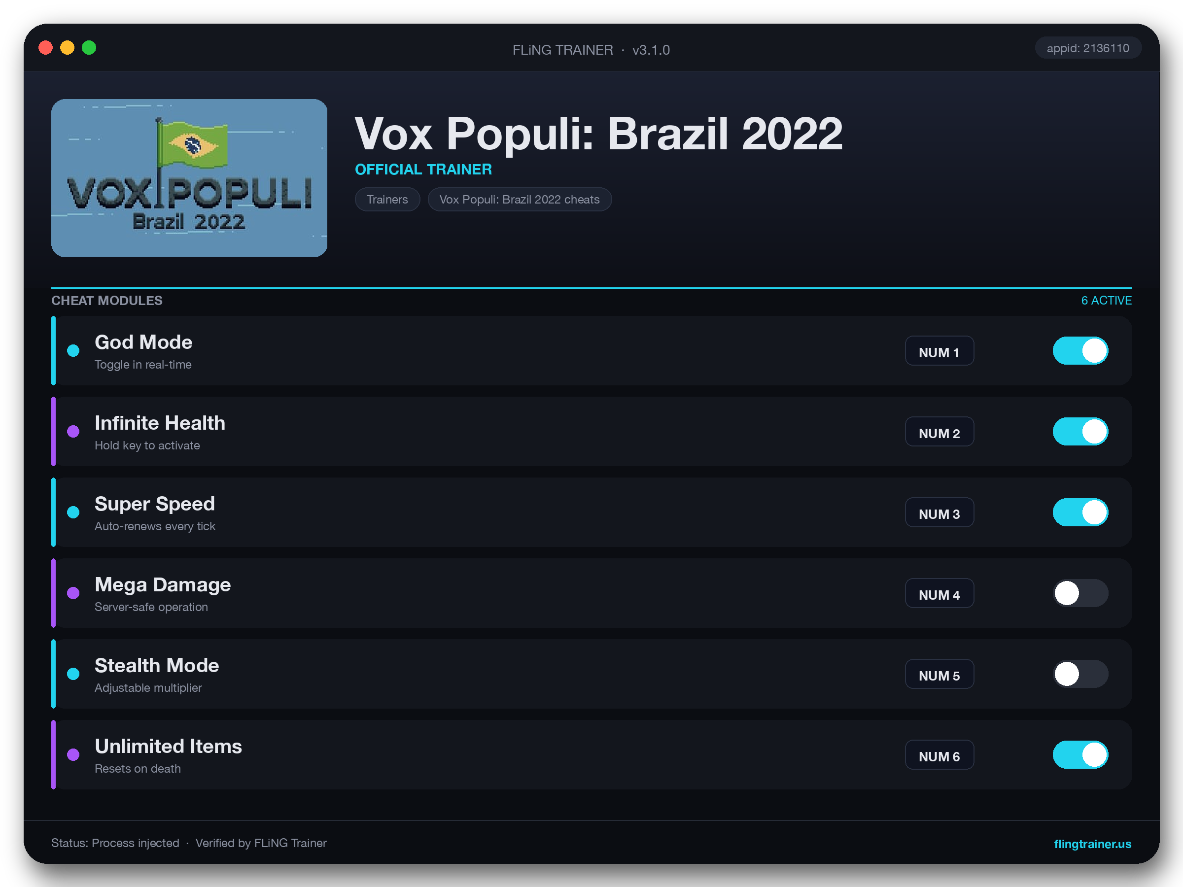 Vox Populi: Brazil 2022 Trainer interface