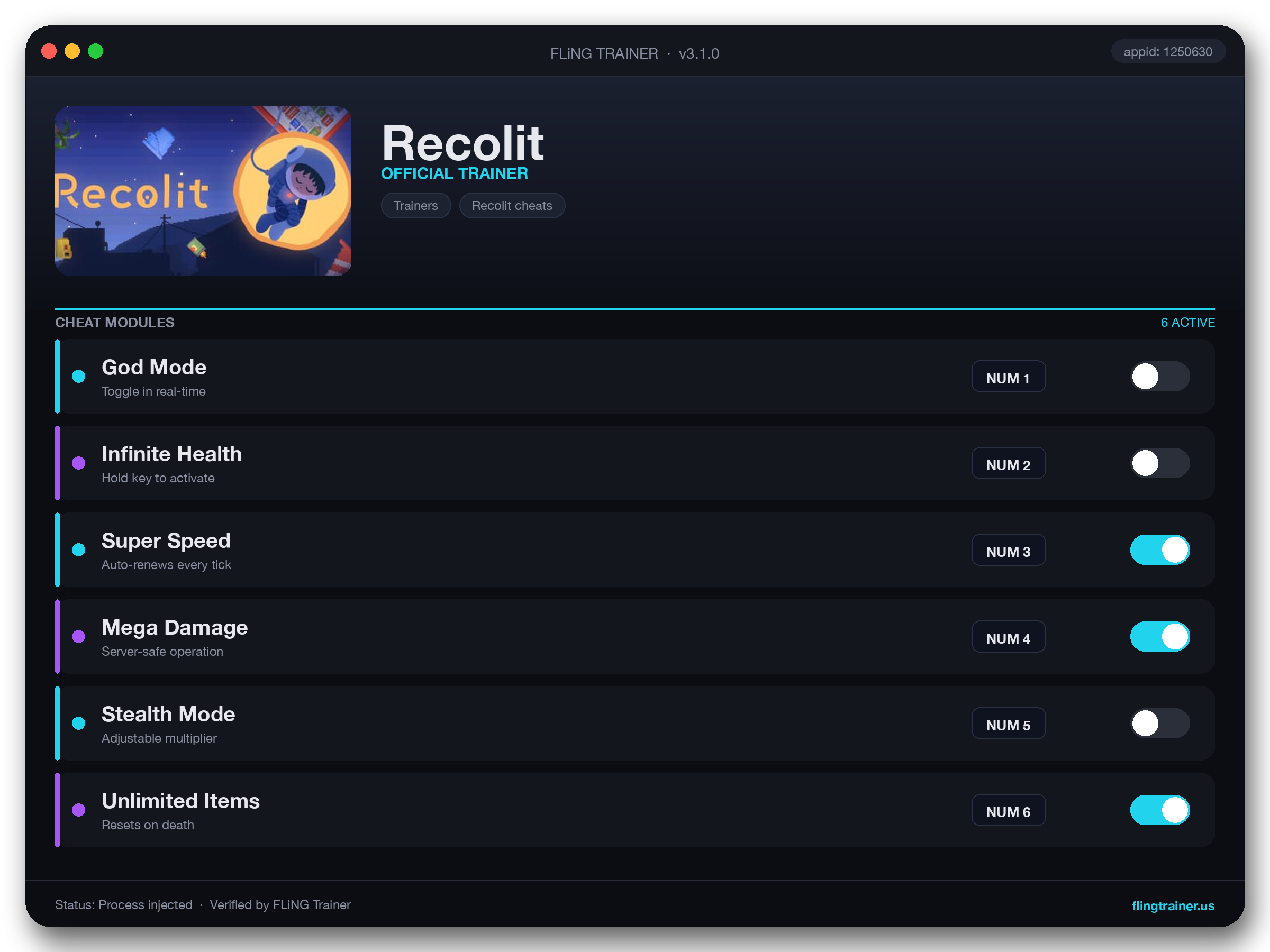 Recolit Trainer interface