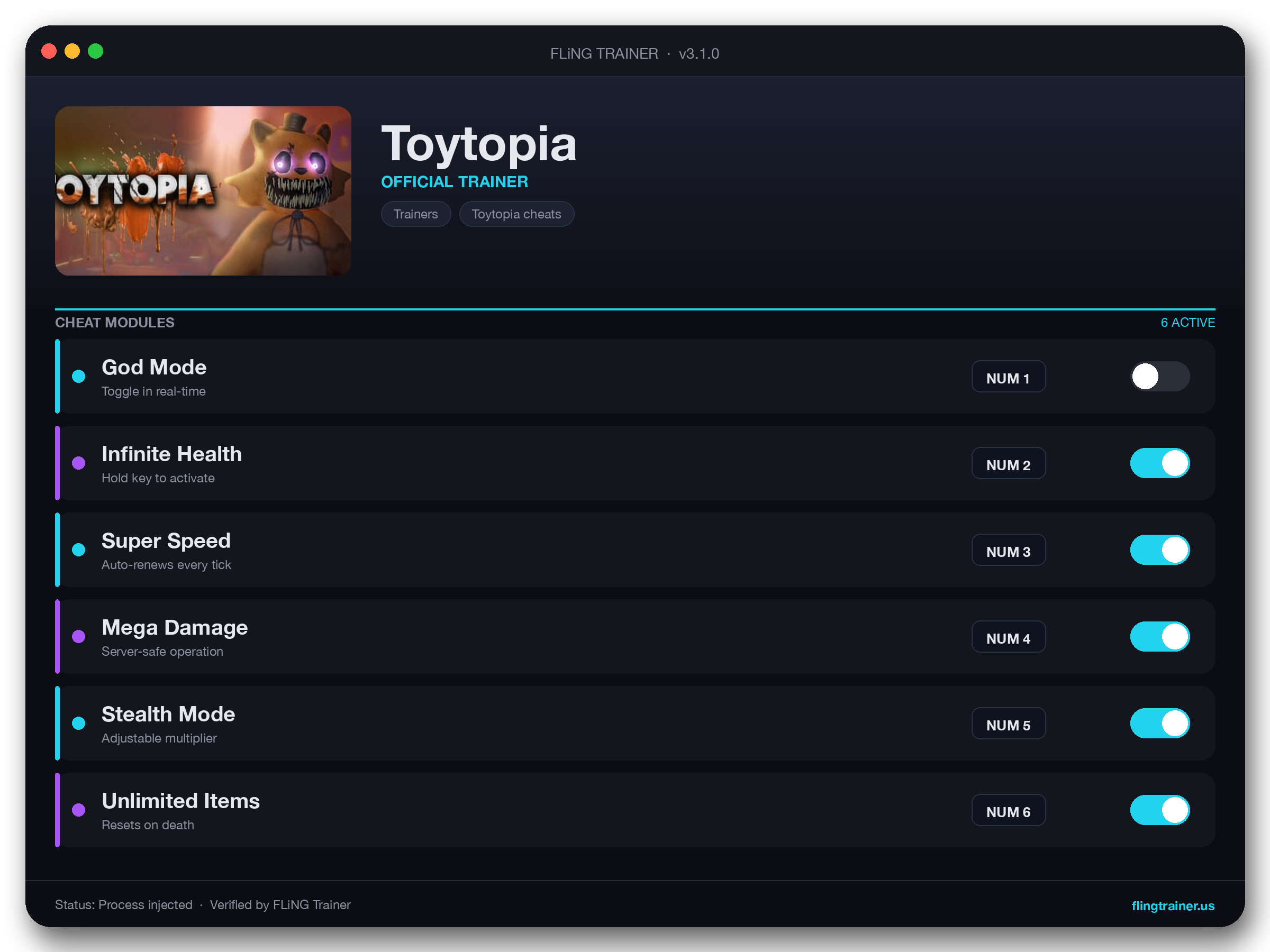 Toytopia Trainer interface