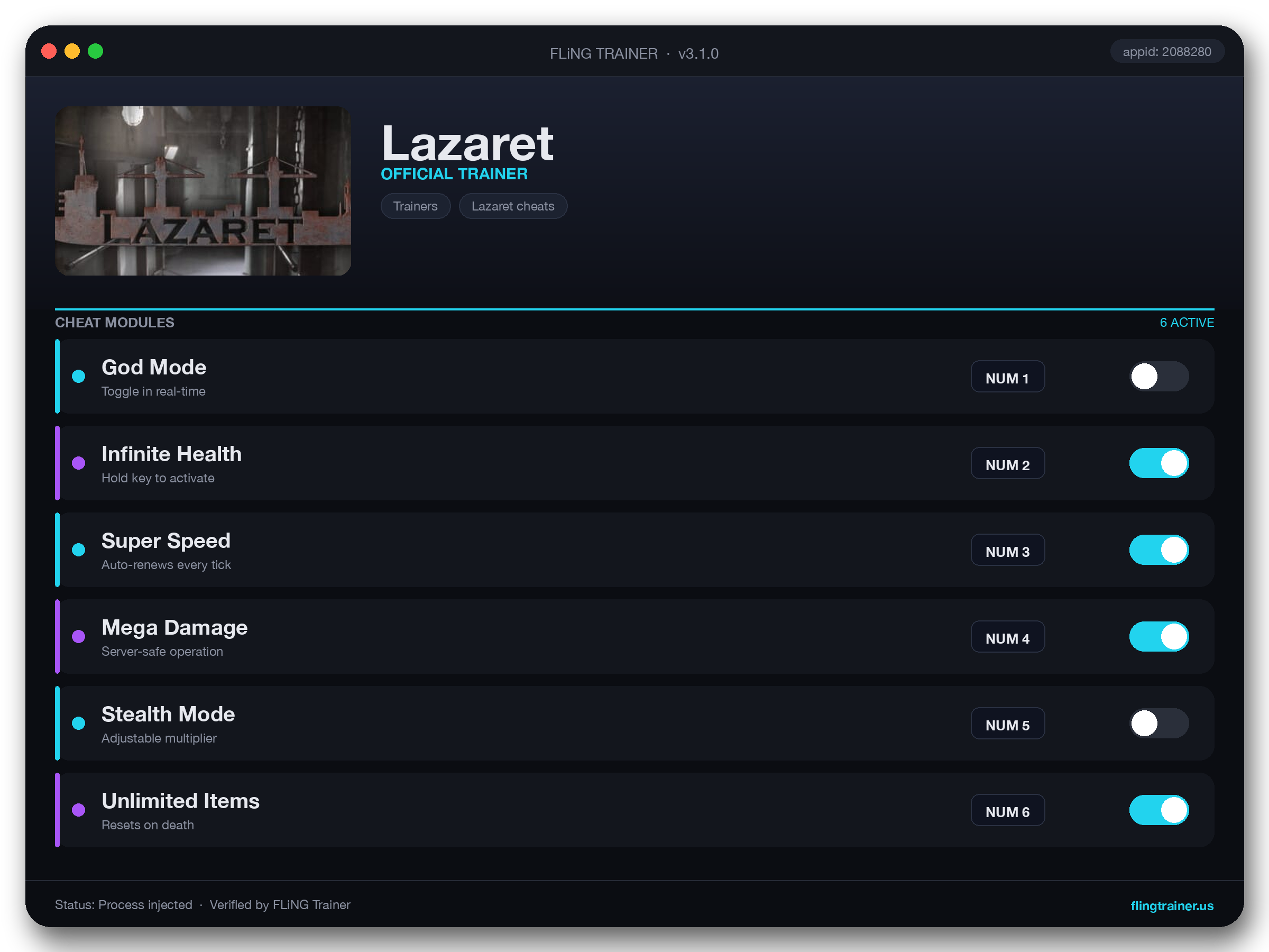 Lazaret Trainer interface