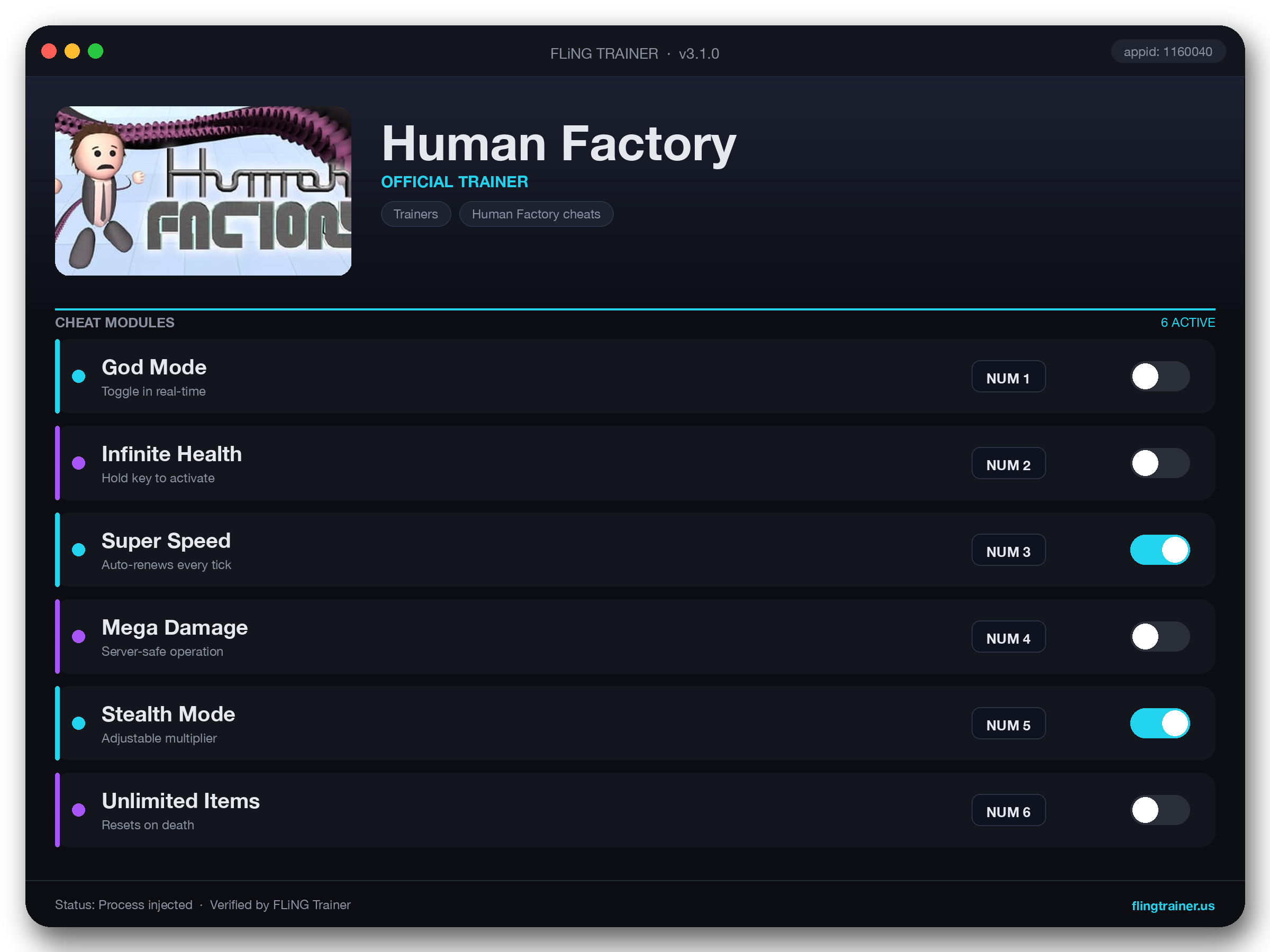 Human Factory Trainer interface