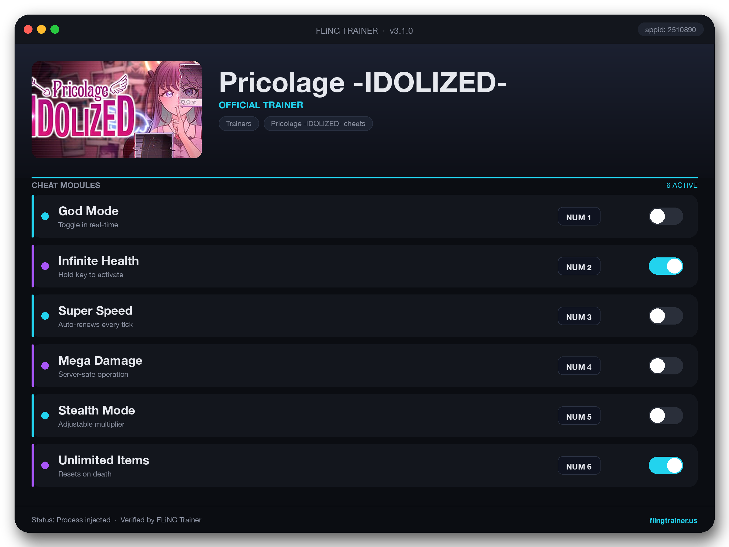 Pricolage -IDOLIZED- Trainer interface