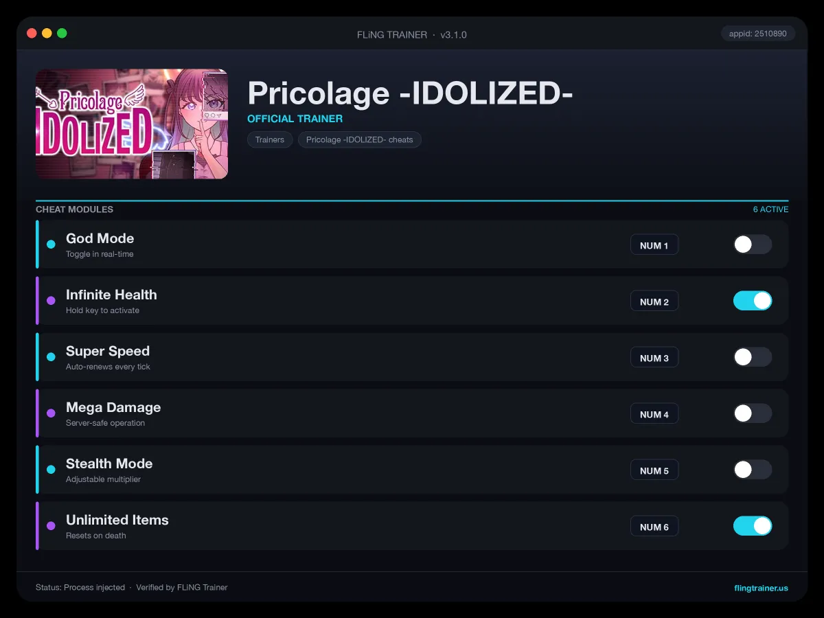 Pricolage -IDOLIZED- Trainer interface