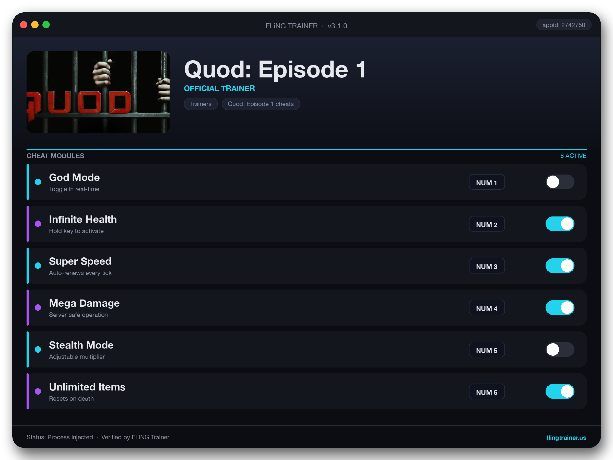 Quod: Episode 1 Trainer interface