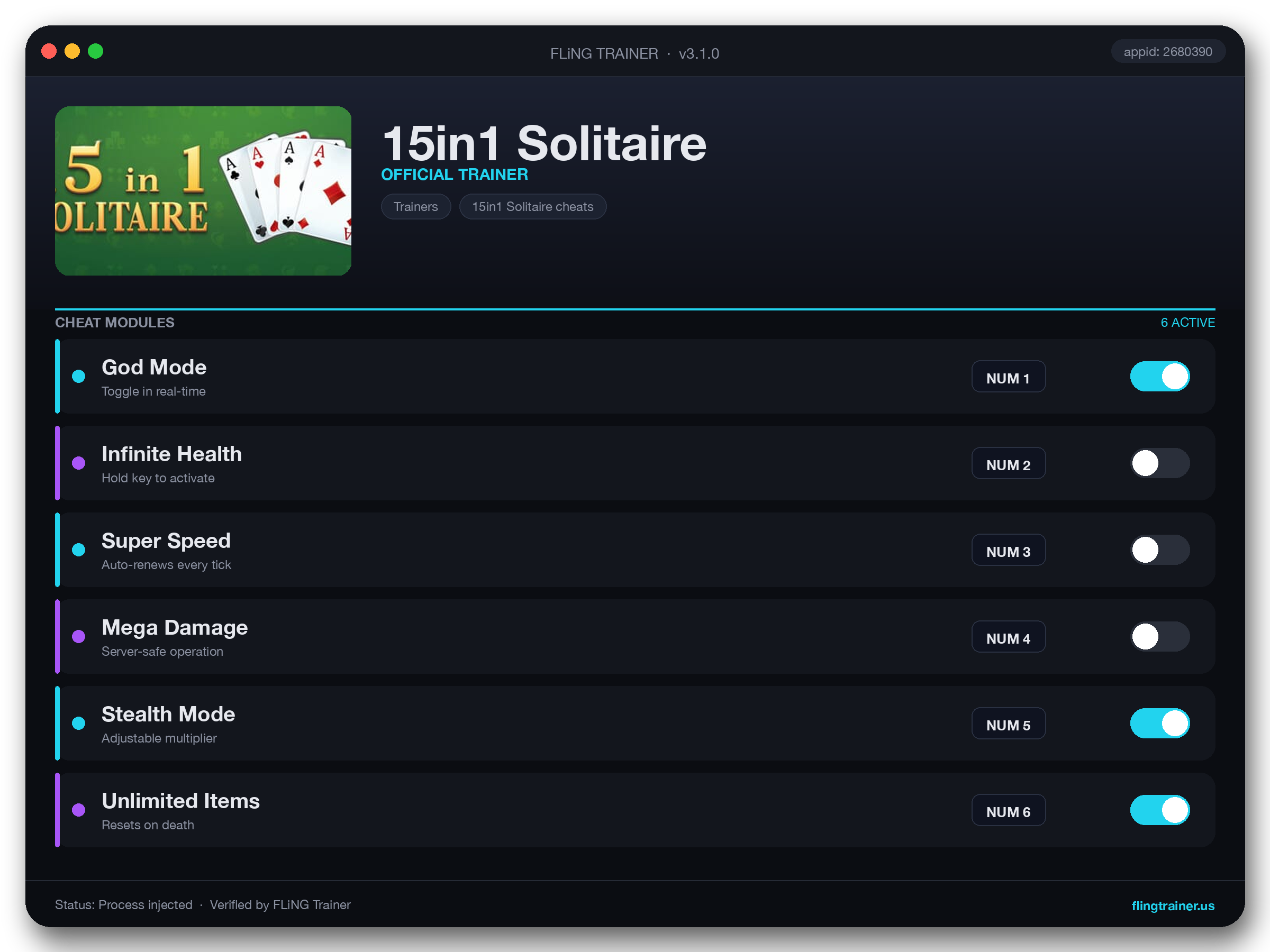 15in1 Solitaire Trainer interface