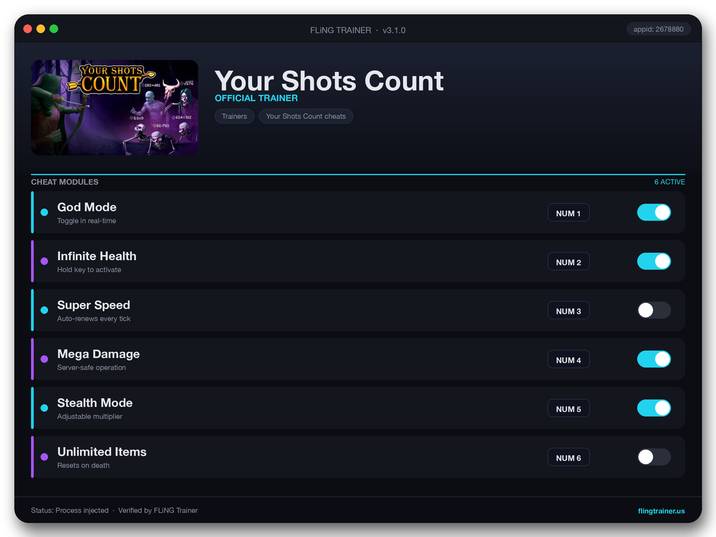 Your Shots Count Trainer interface