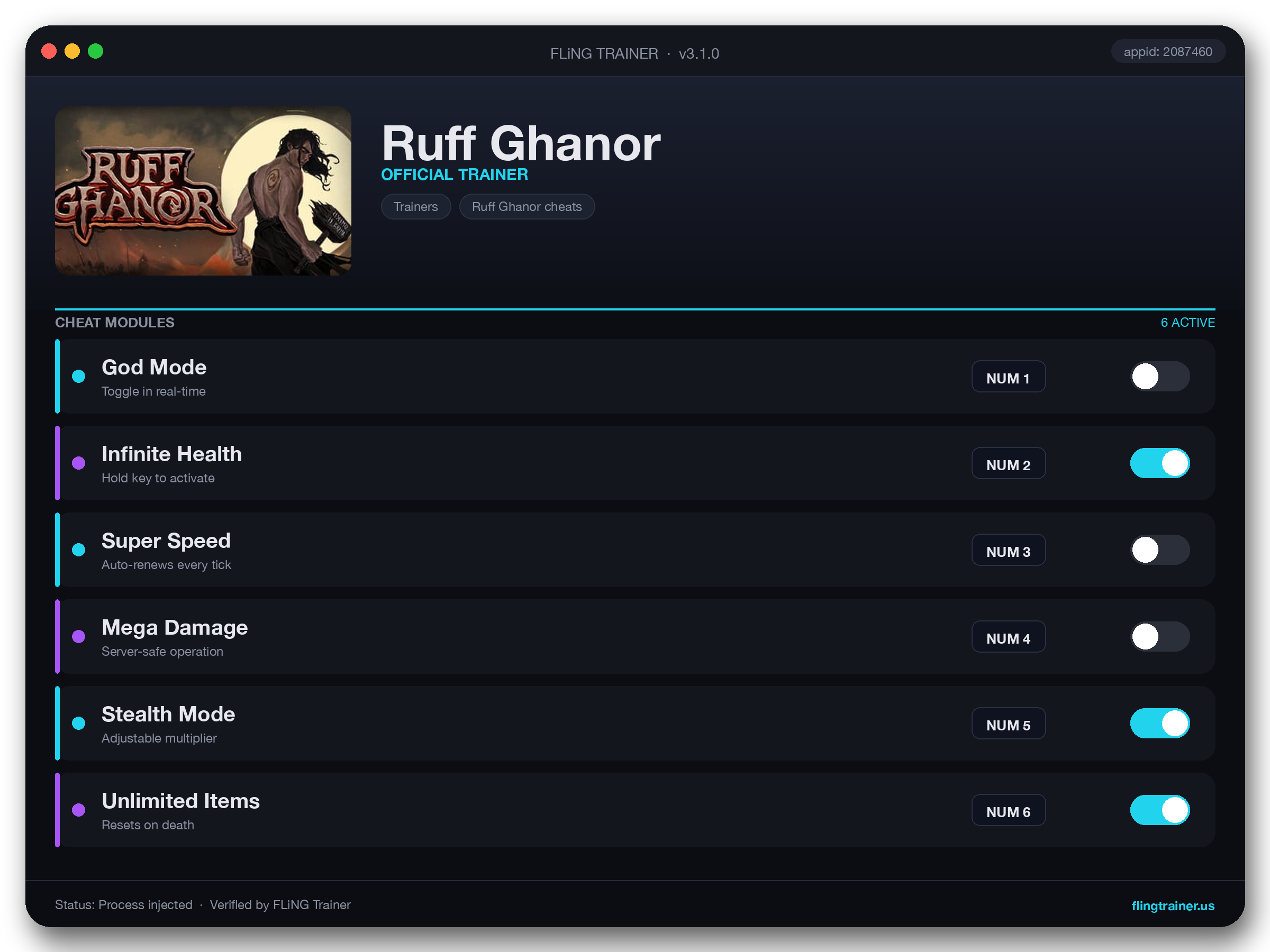 Ruff Ghanor Trainer interface