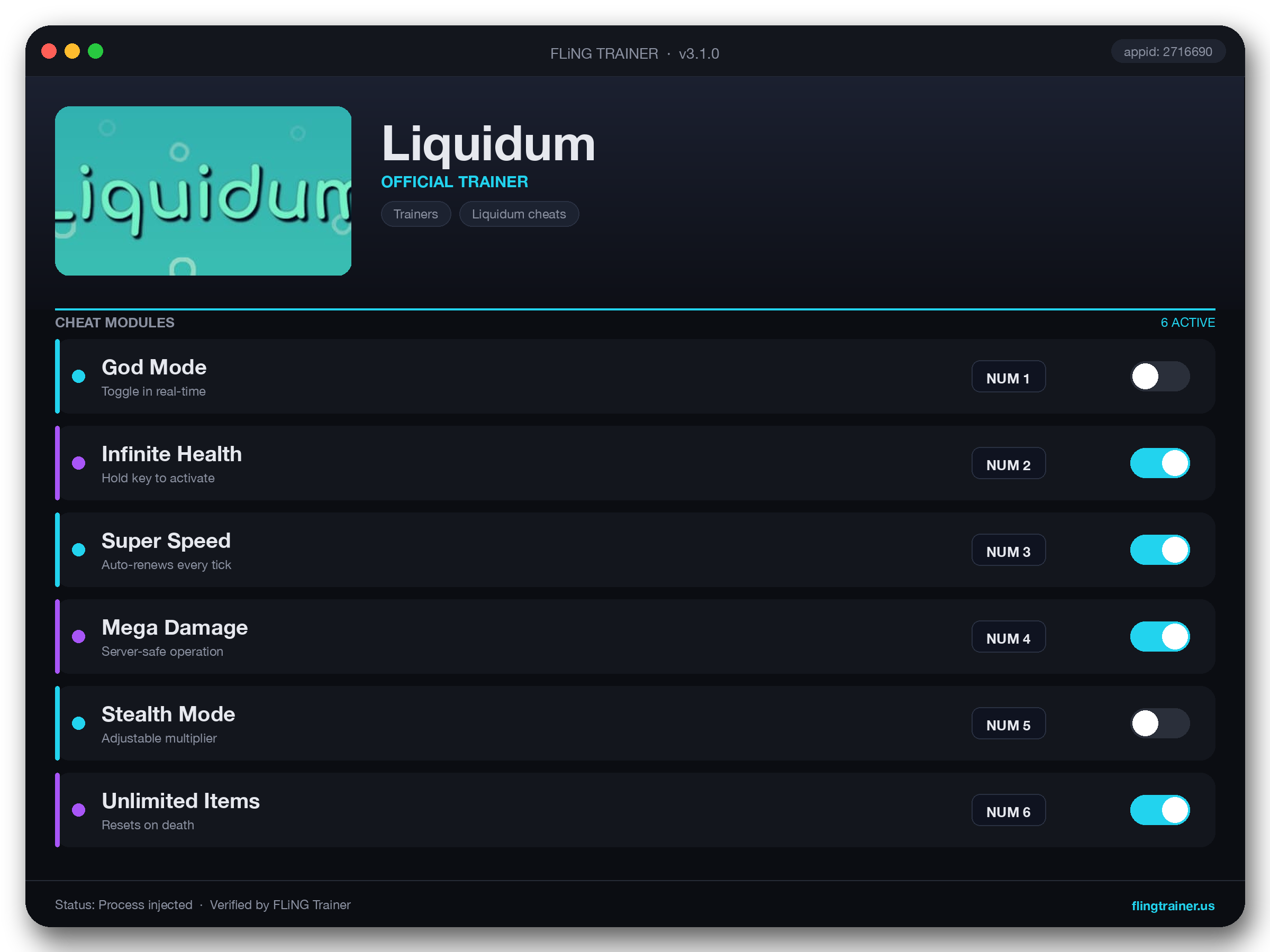Liquidum Trainer interface