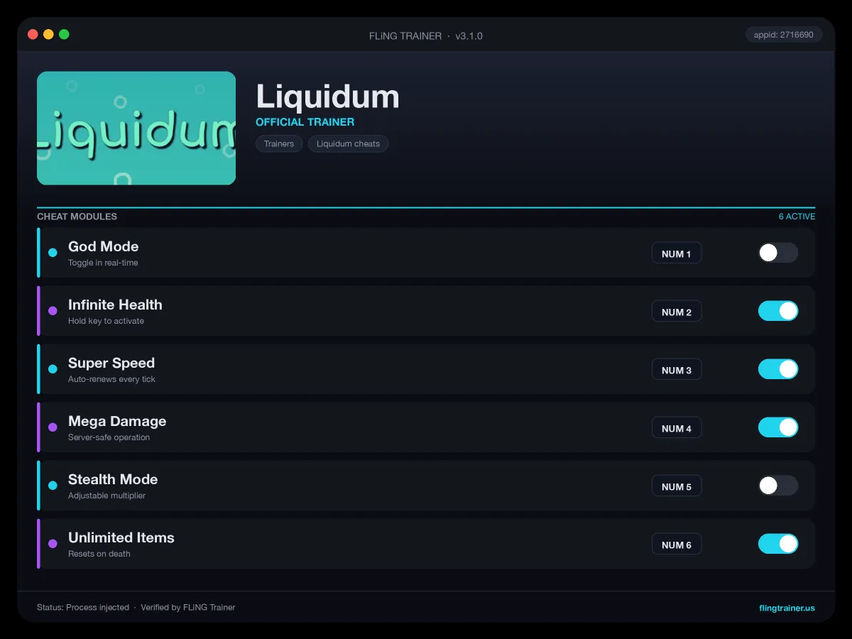 Liquidum Trainer interface