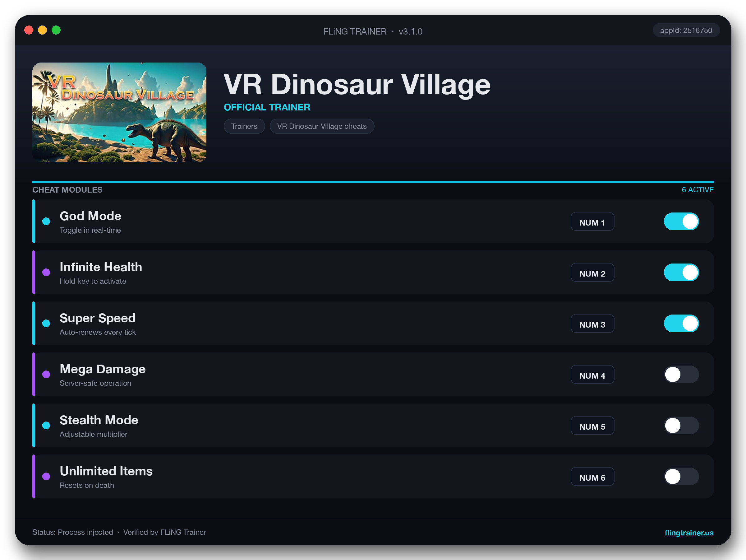 VR Dinosaur Village Trainer interface