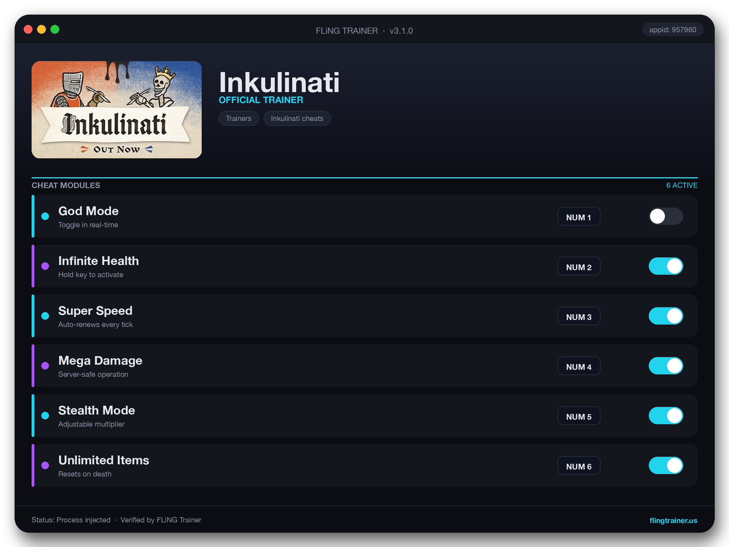 Inkulinati Trainer interface