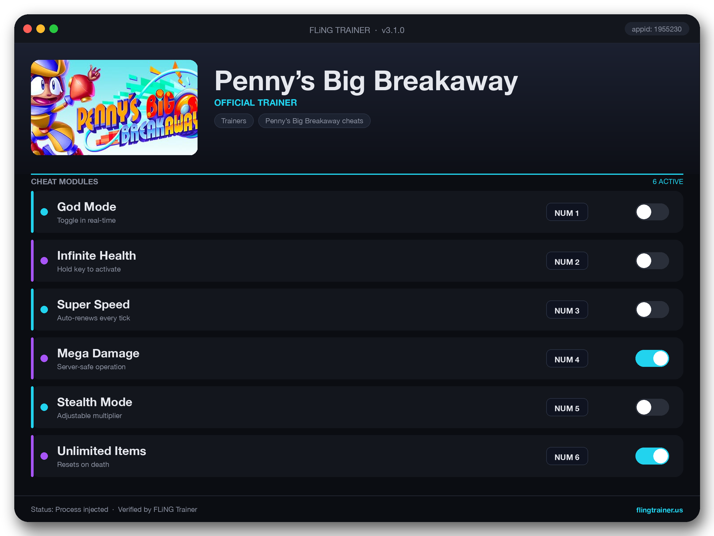 Penny’s Big Breakaway Trainer interface