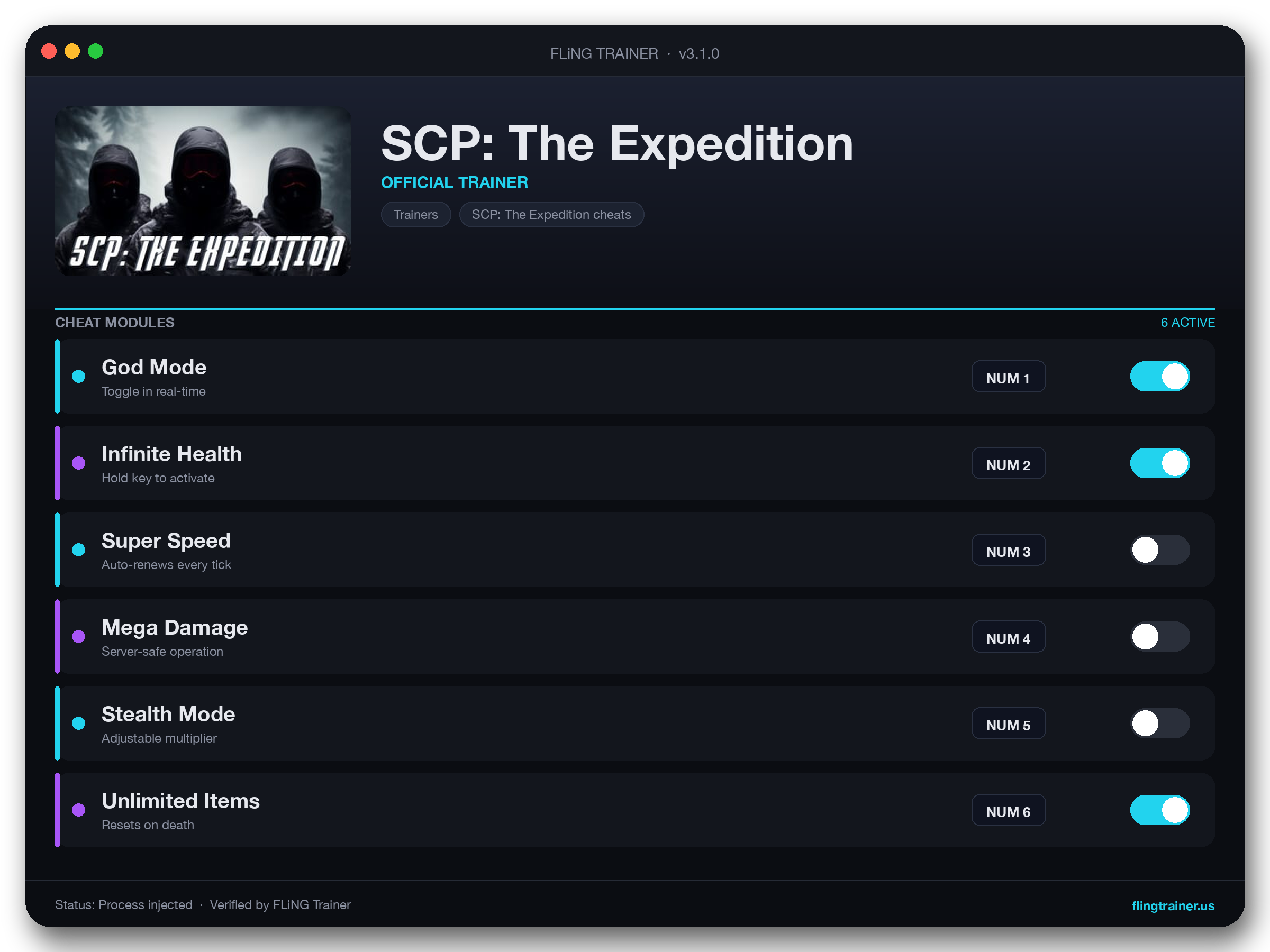 SCP: The Expedition Trainer interface