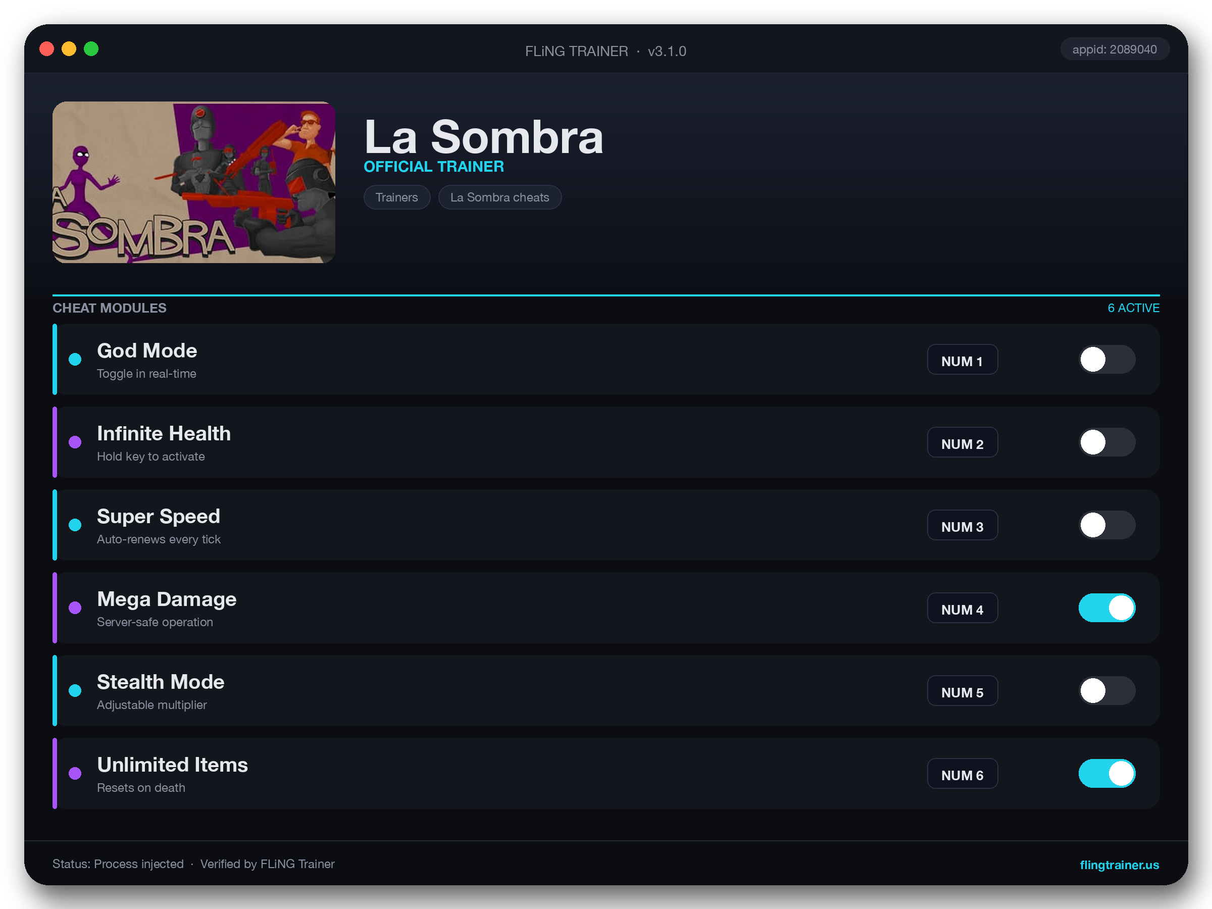 La Sombra Trainer interface