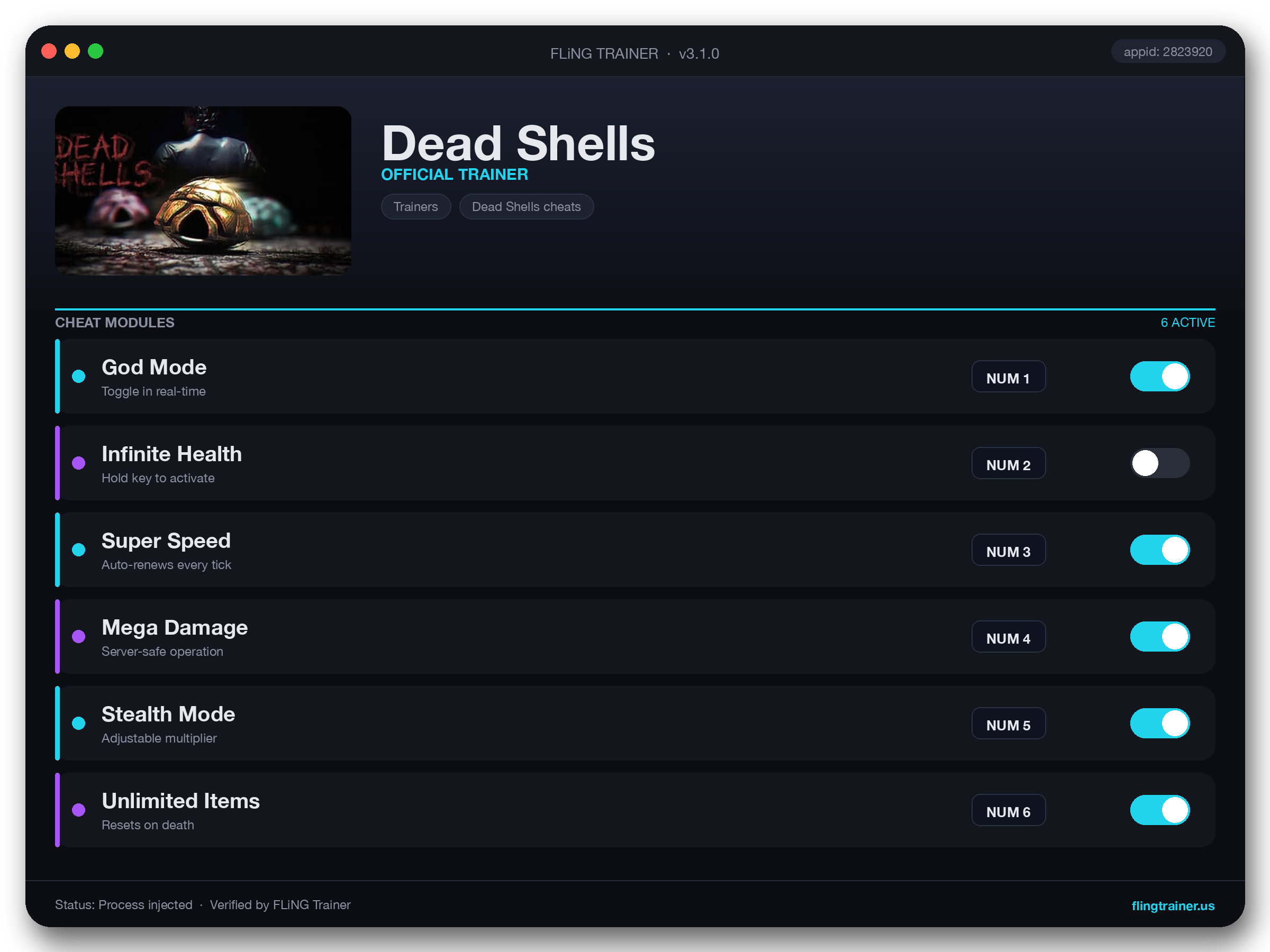 Dead Shells Trainer interface