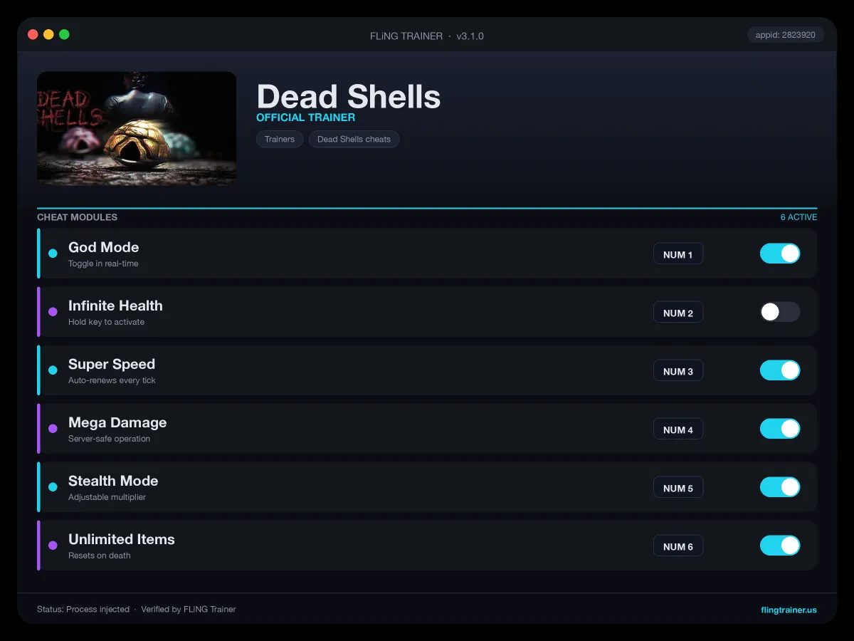 Dead Shells Trainer interface