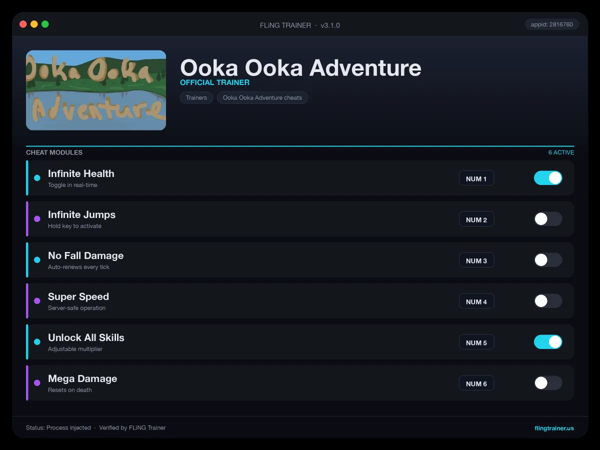 Ooka Ooka Adventure Trainer interface