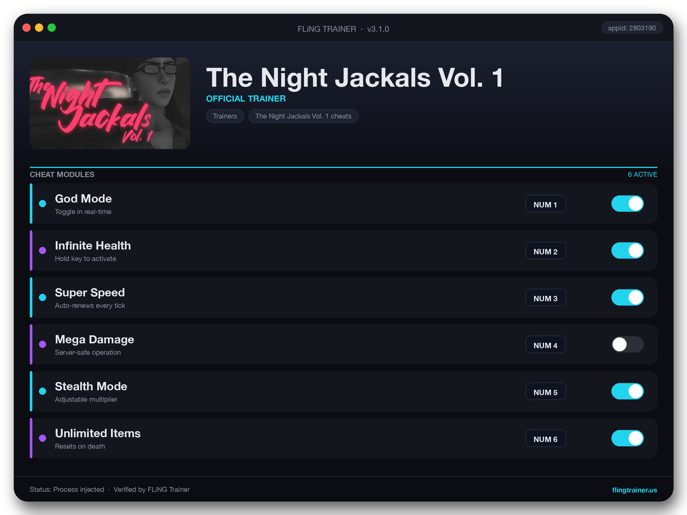 The Night Jackals Vol. 1 Trainer interface