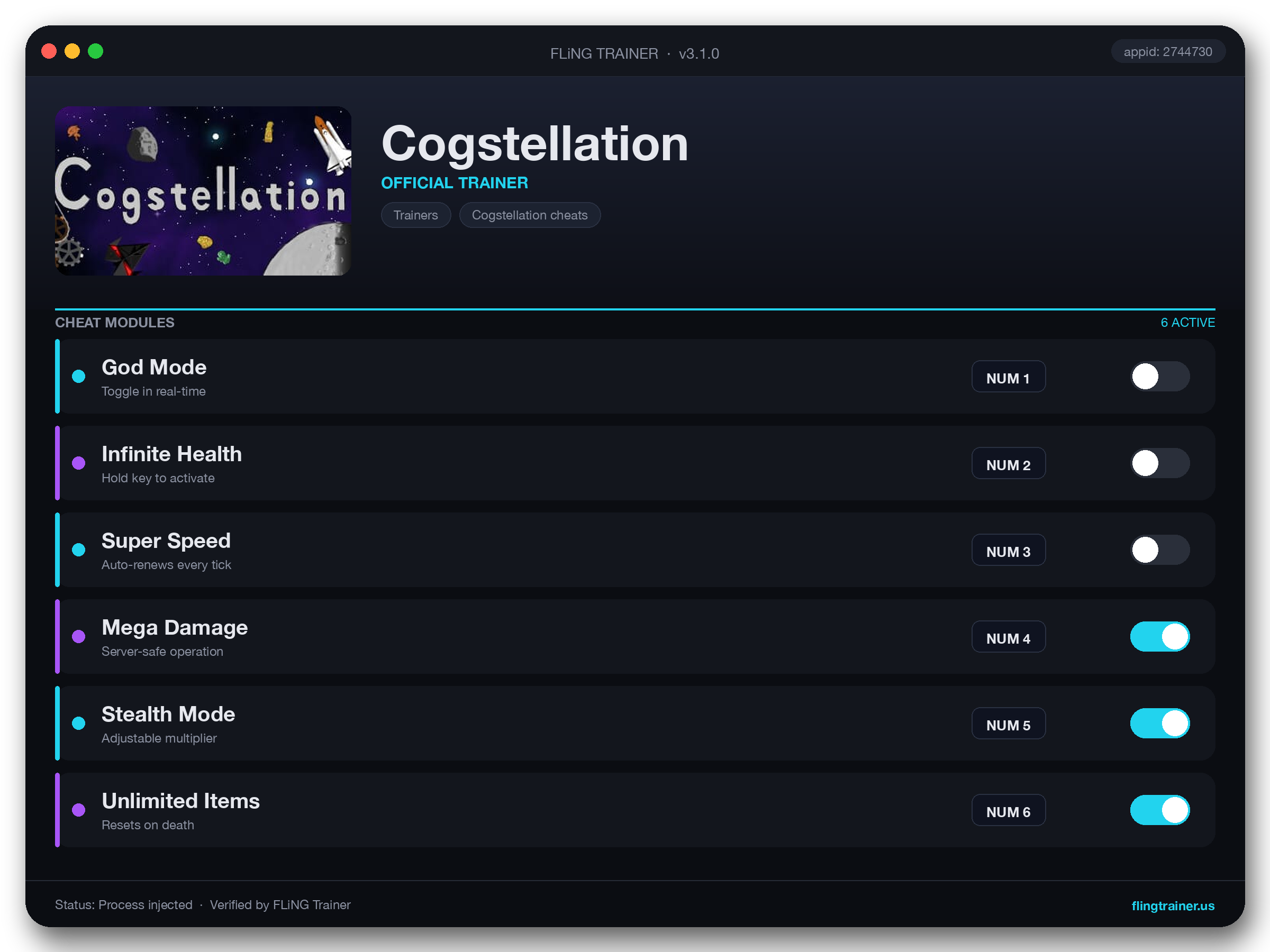Cogstellation Trainer interface