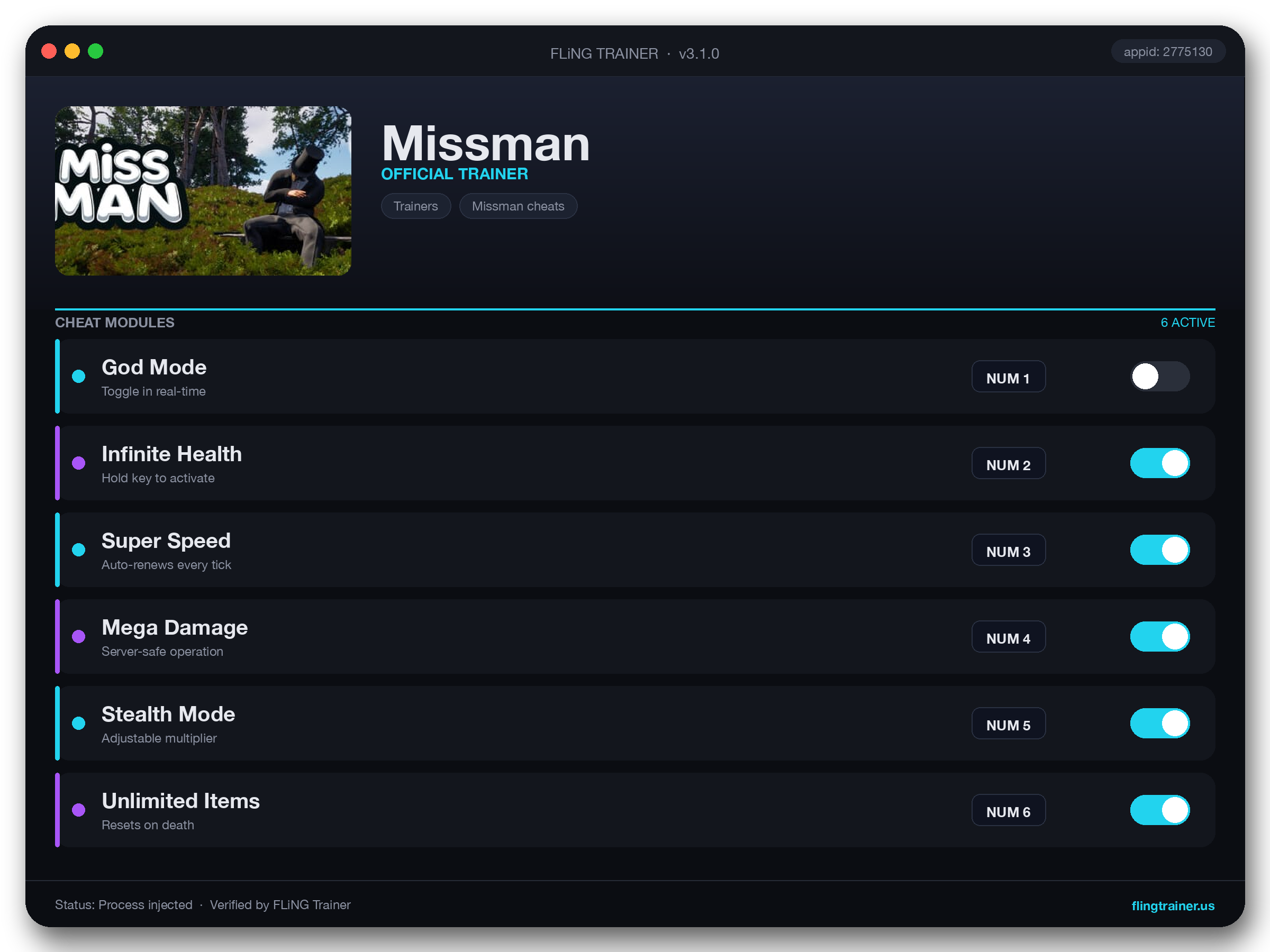Missman Trainer interface