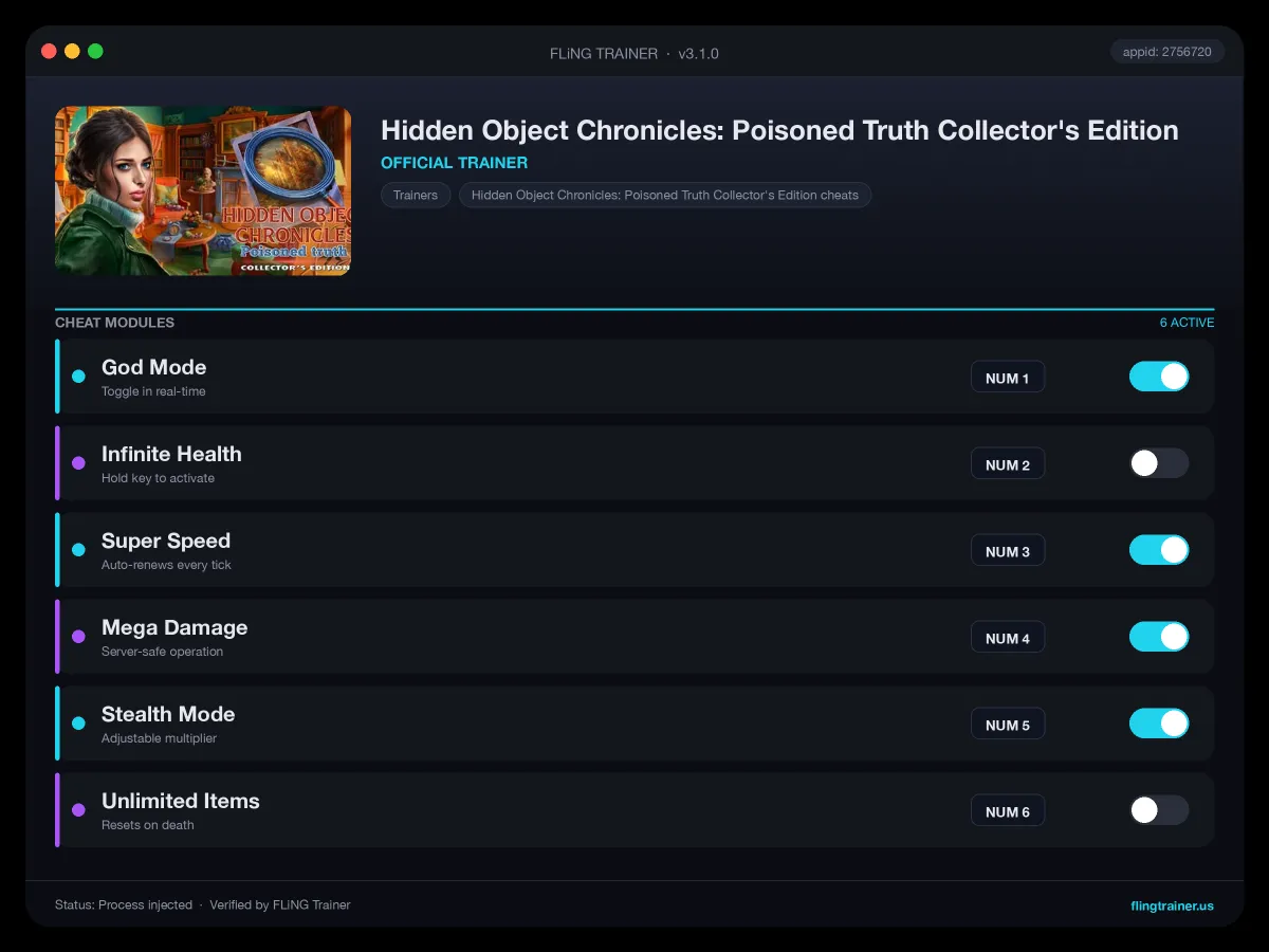 Hidden Object Chronicles: Poisoned Truth Collector's Edition Trainer interface