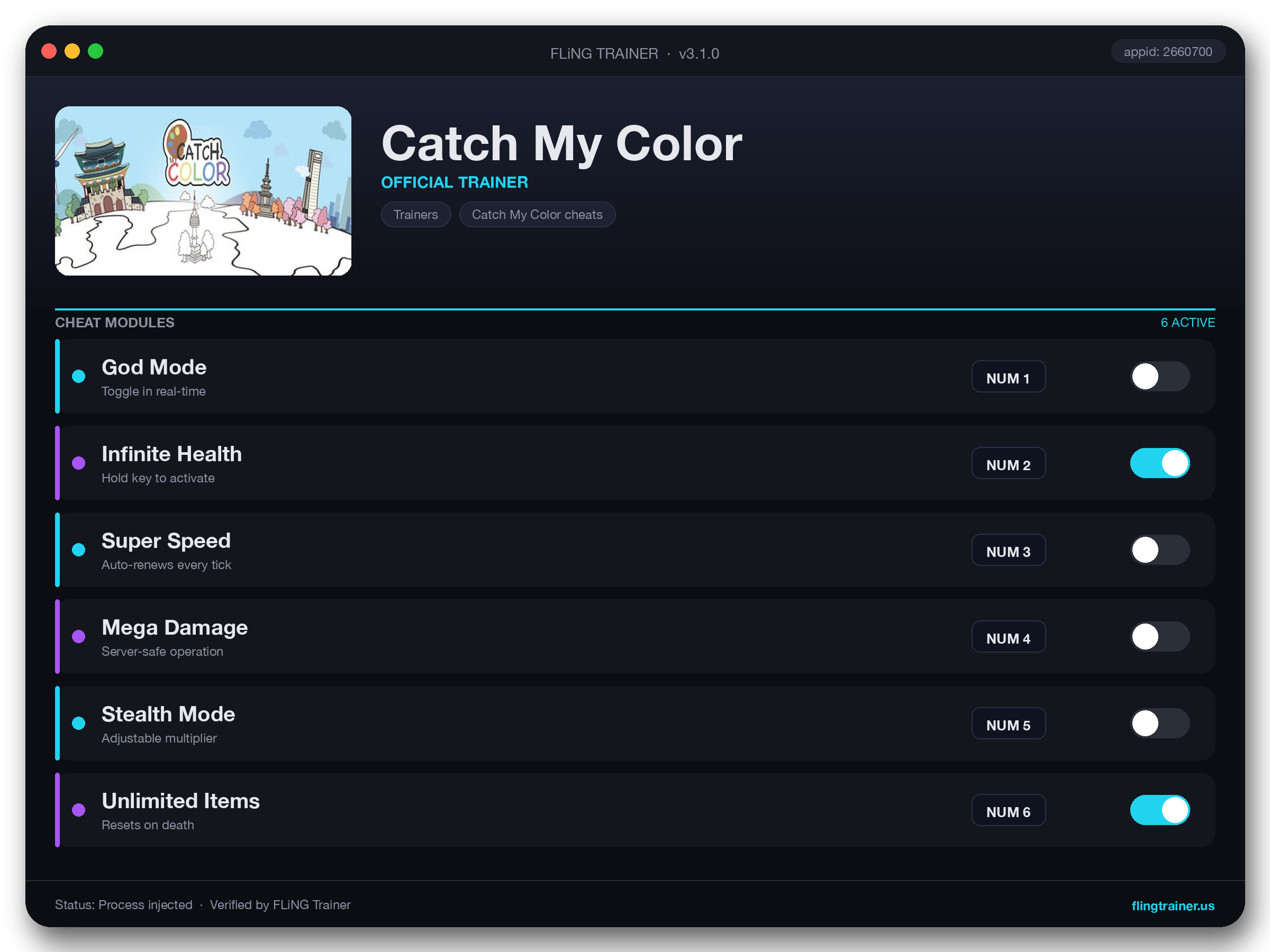 Catch My Color Trainer interface