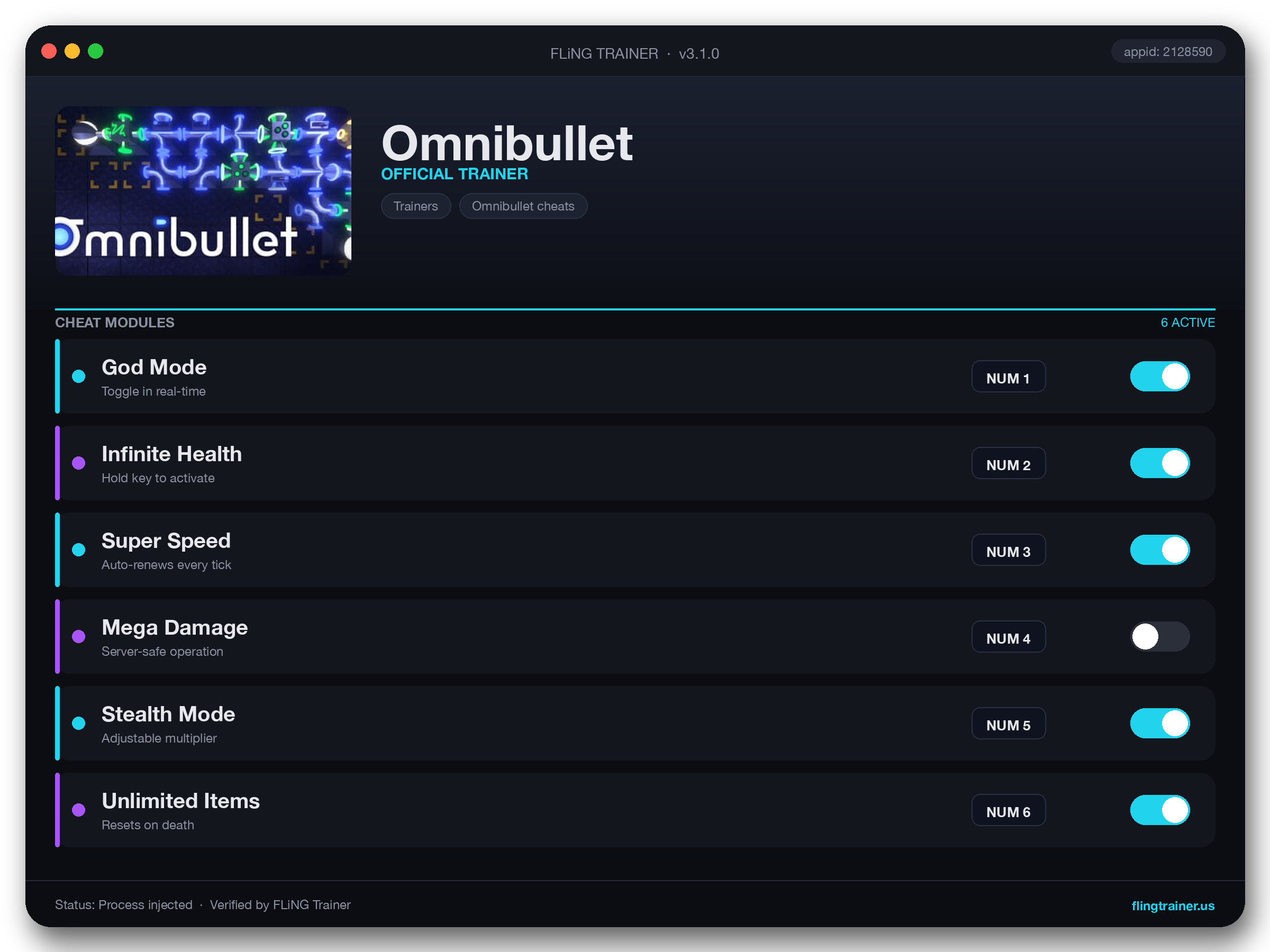 Omnibullet Trainer interface