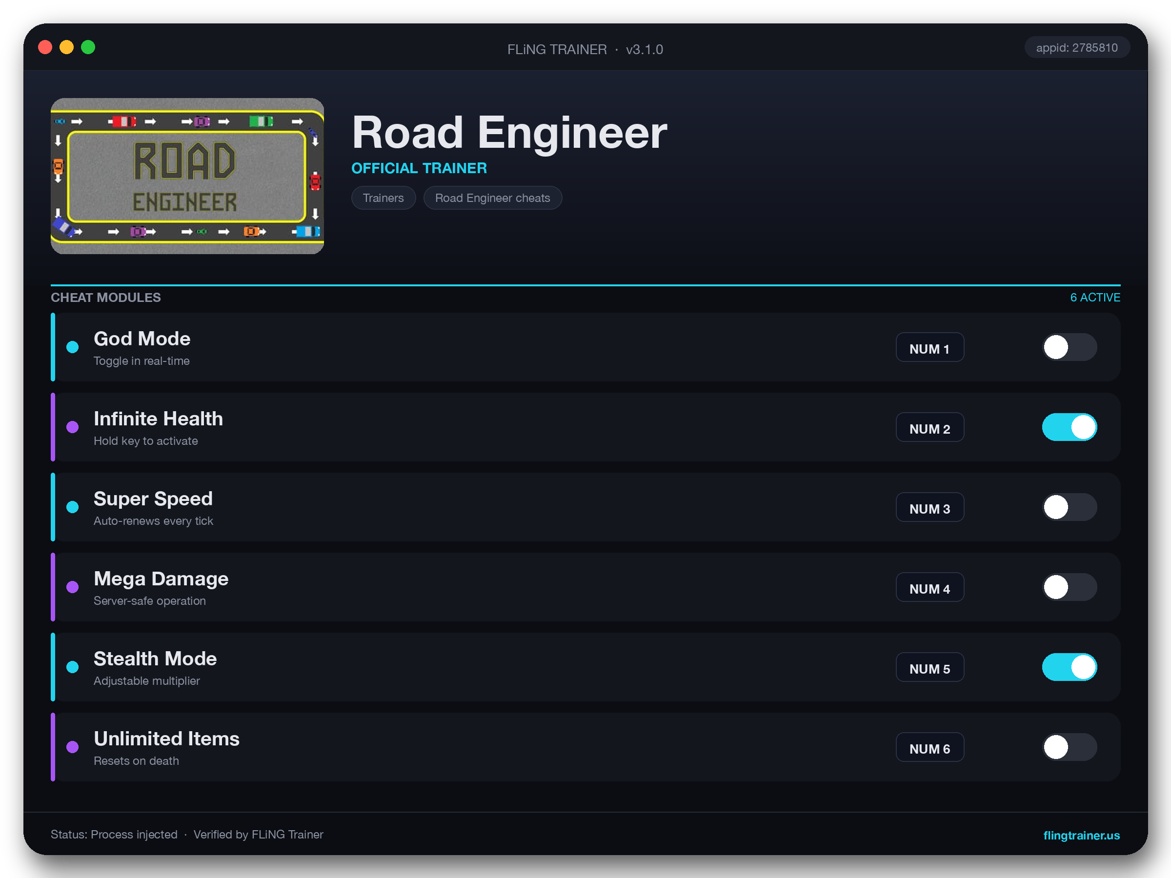Road Engineer Trainer interface