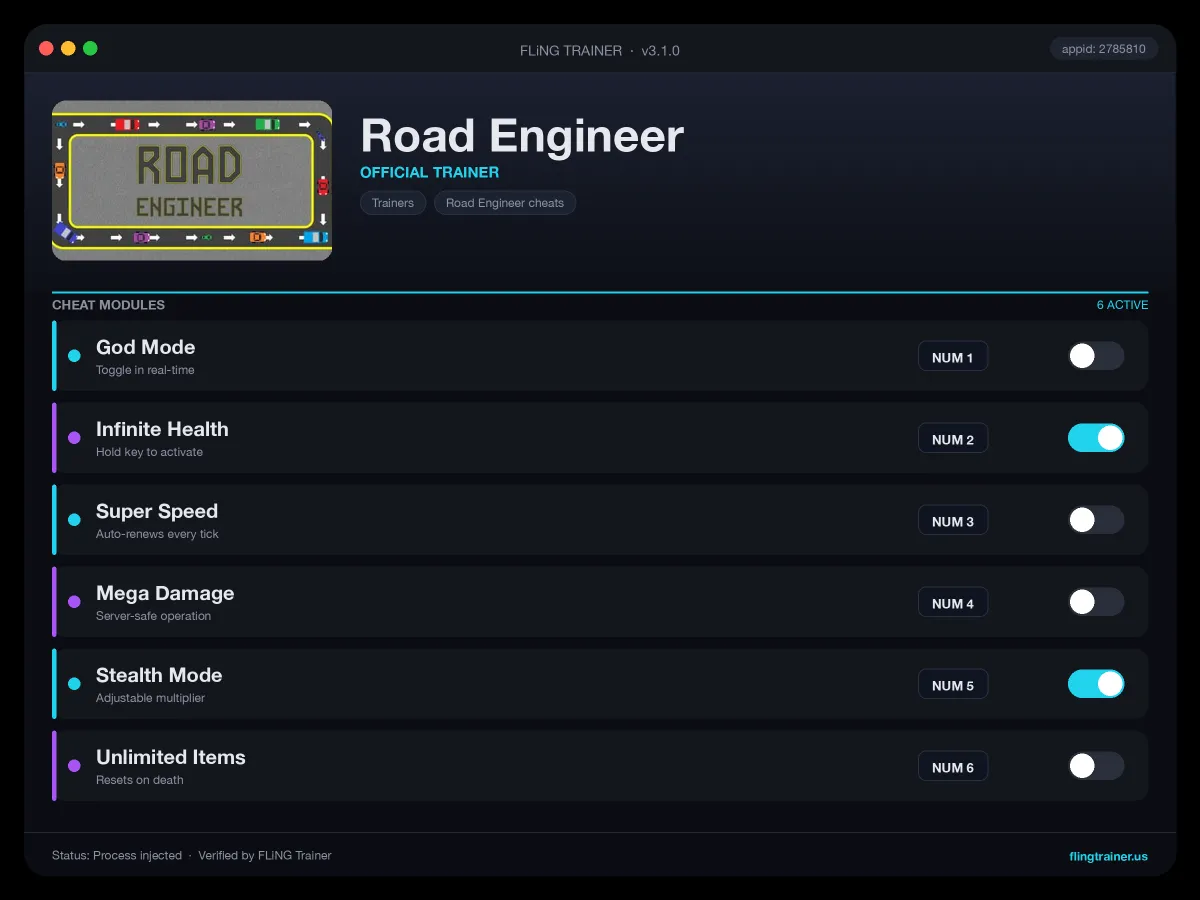Road Engineer Trainer interface