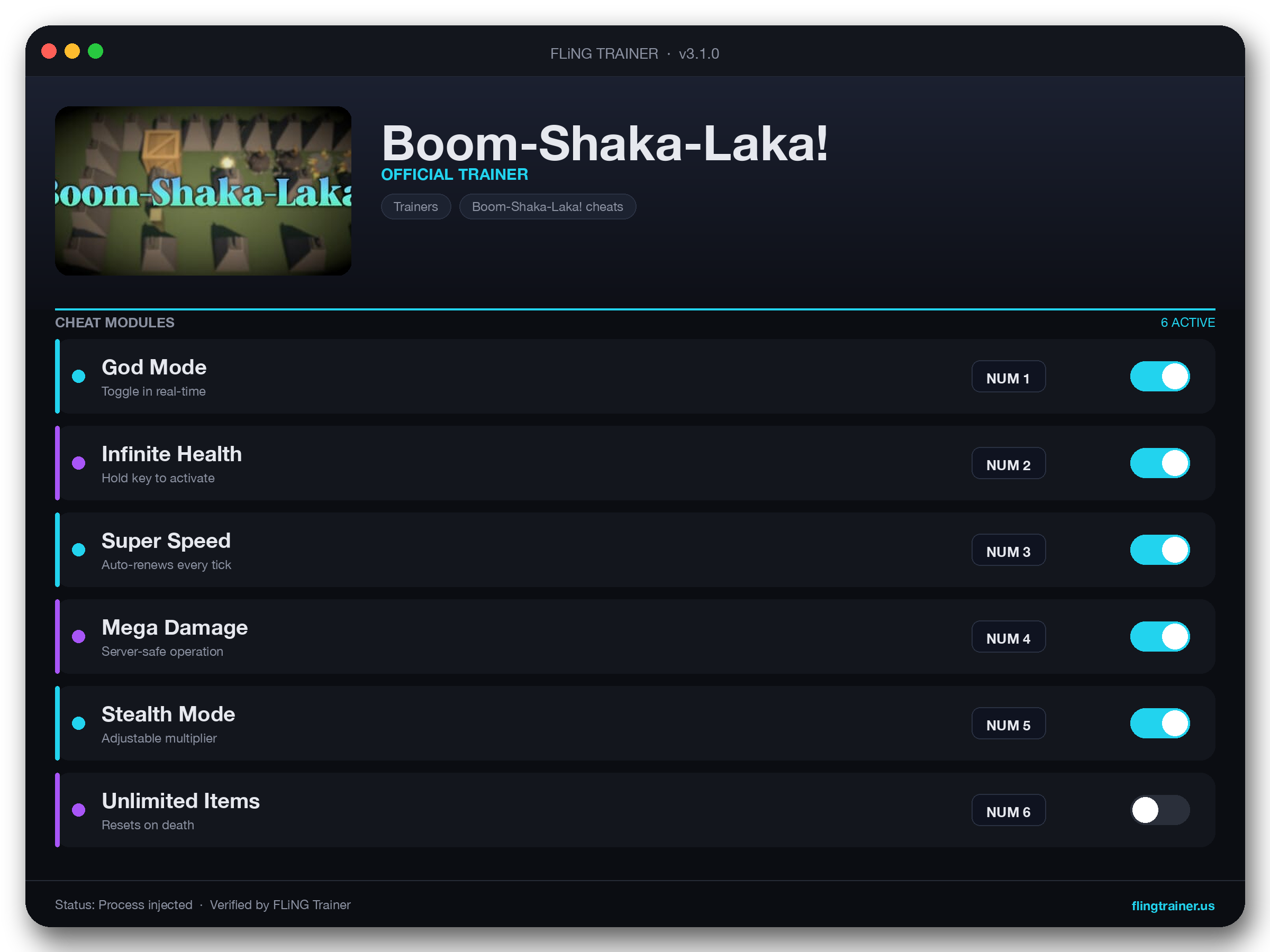 Boom-Shaka-Laka! Trainer interface