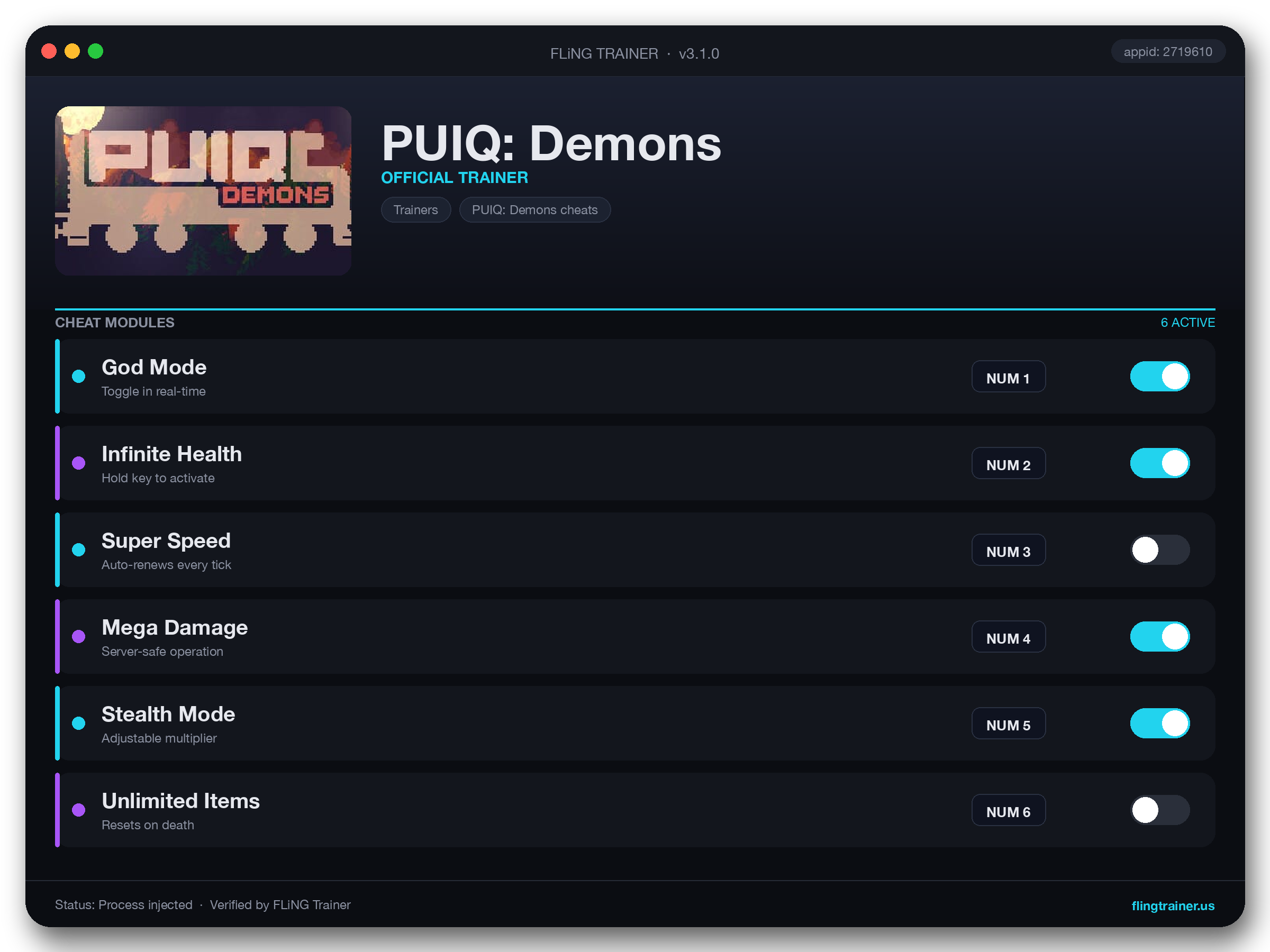 PUIQ: Demons Trainer interface