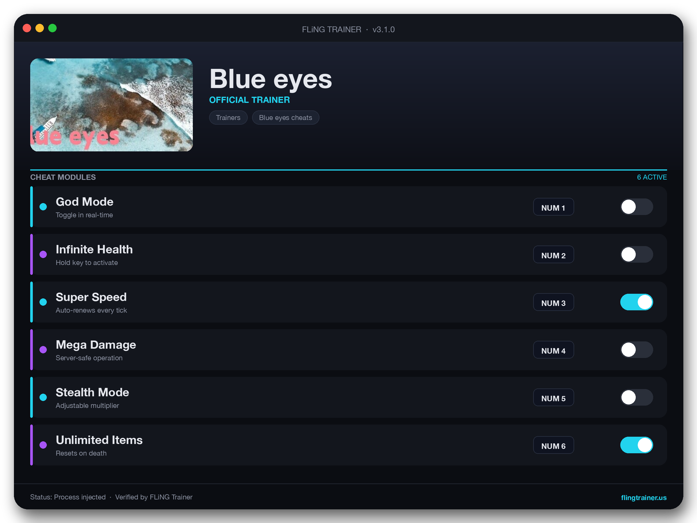 Blue eyes Trainer interface