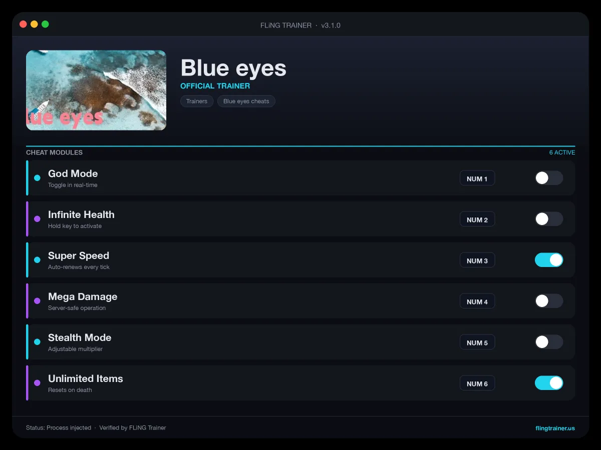 Blue eyes Trainer interface