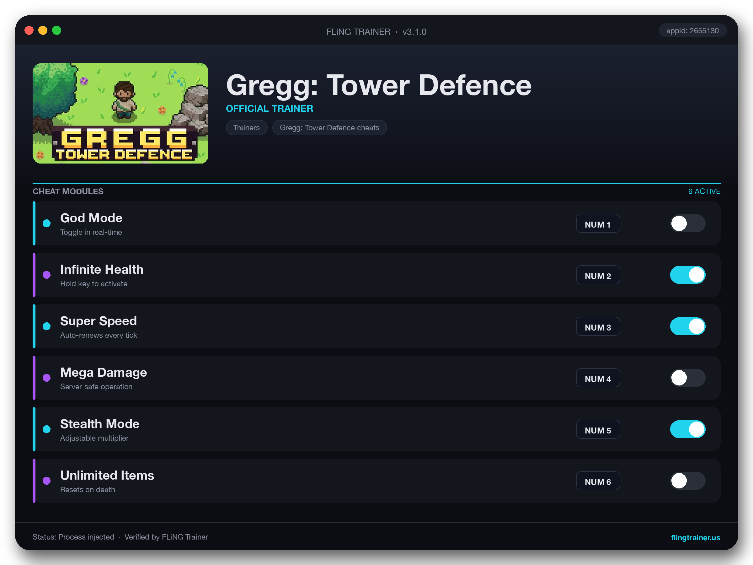 Gregg: Tower Defence Trainer interface
