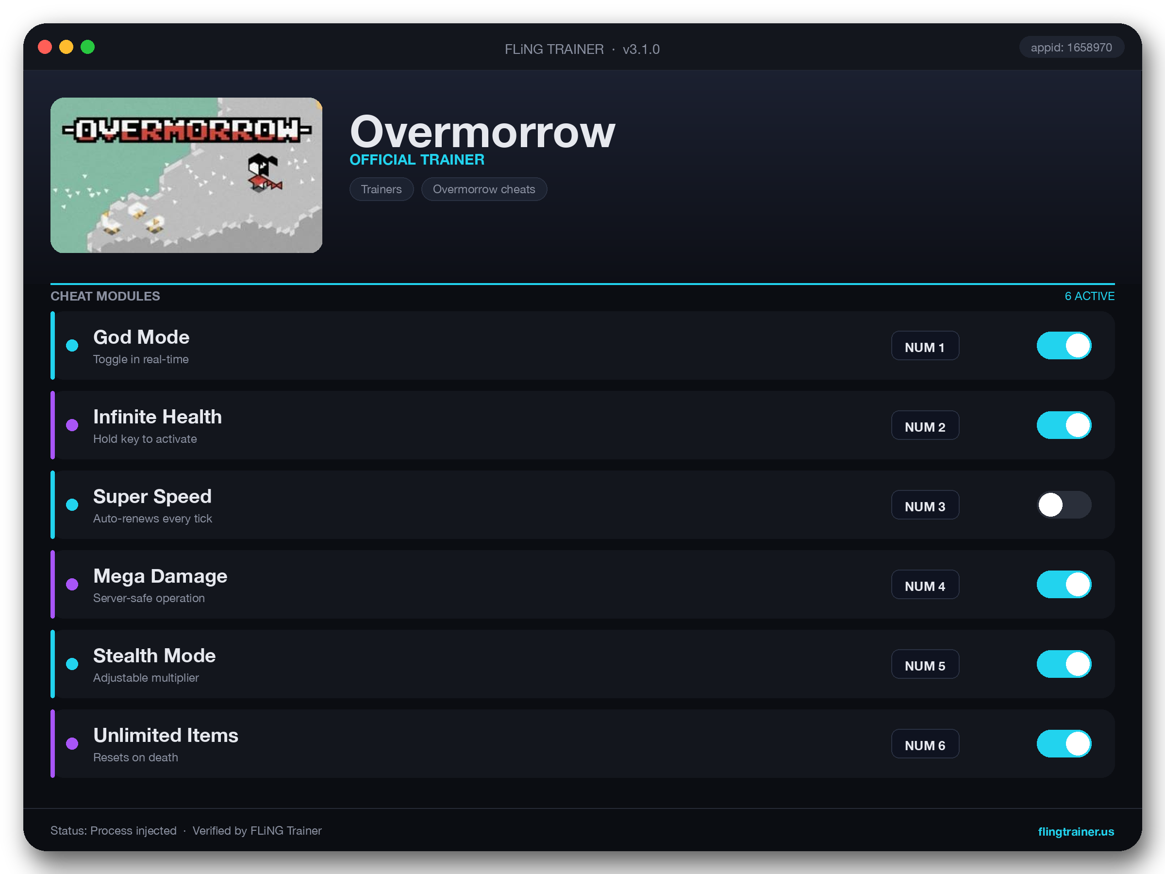 Overmorrow Trainer interface