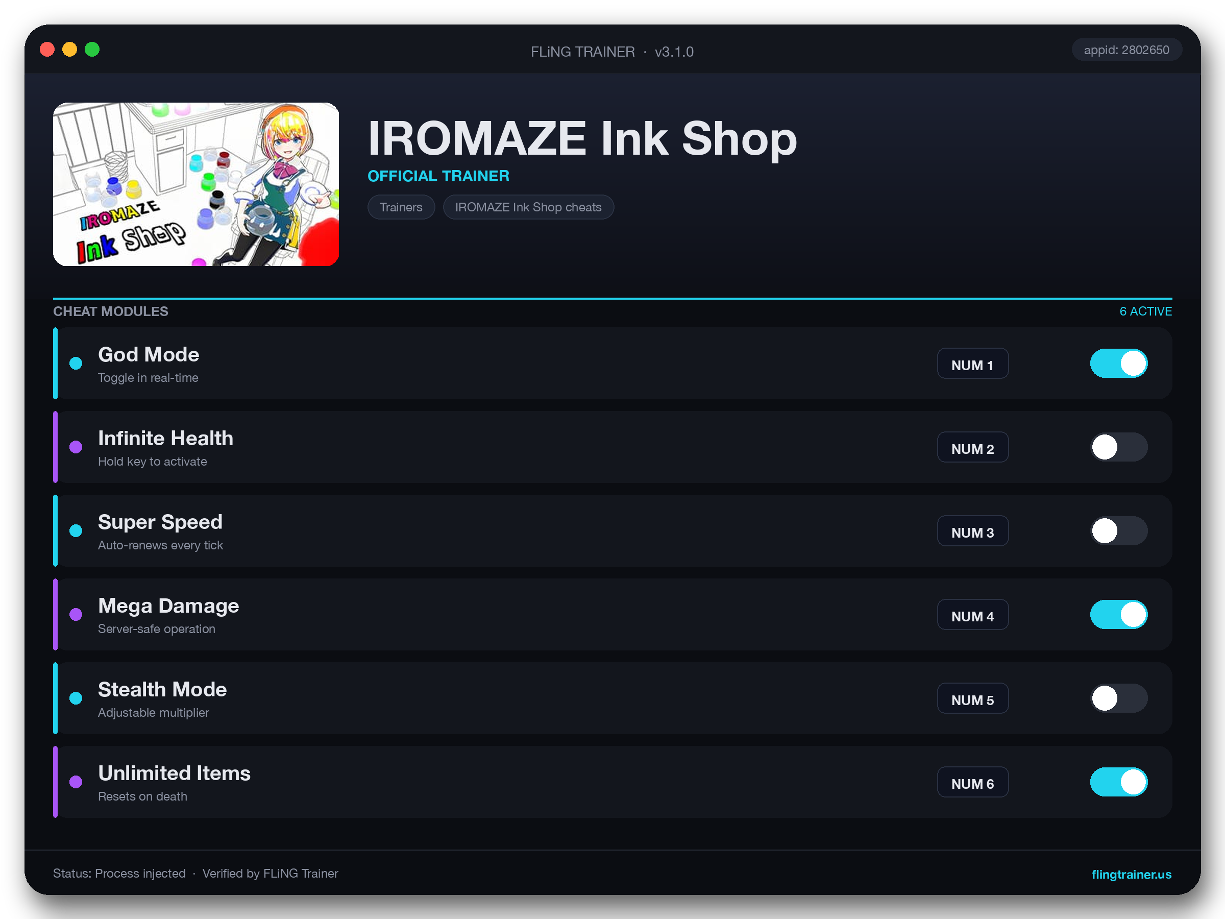 IROMAZE Ink Shop Trainer interface