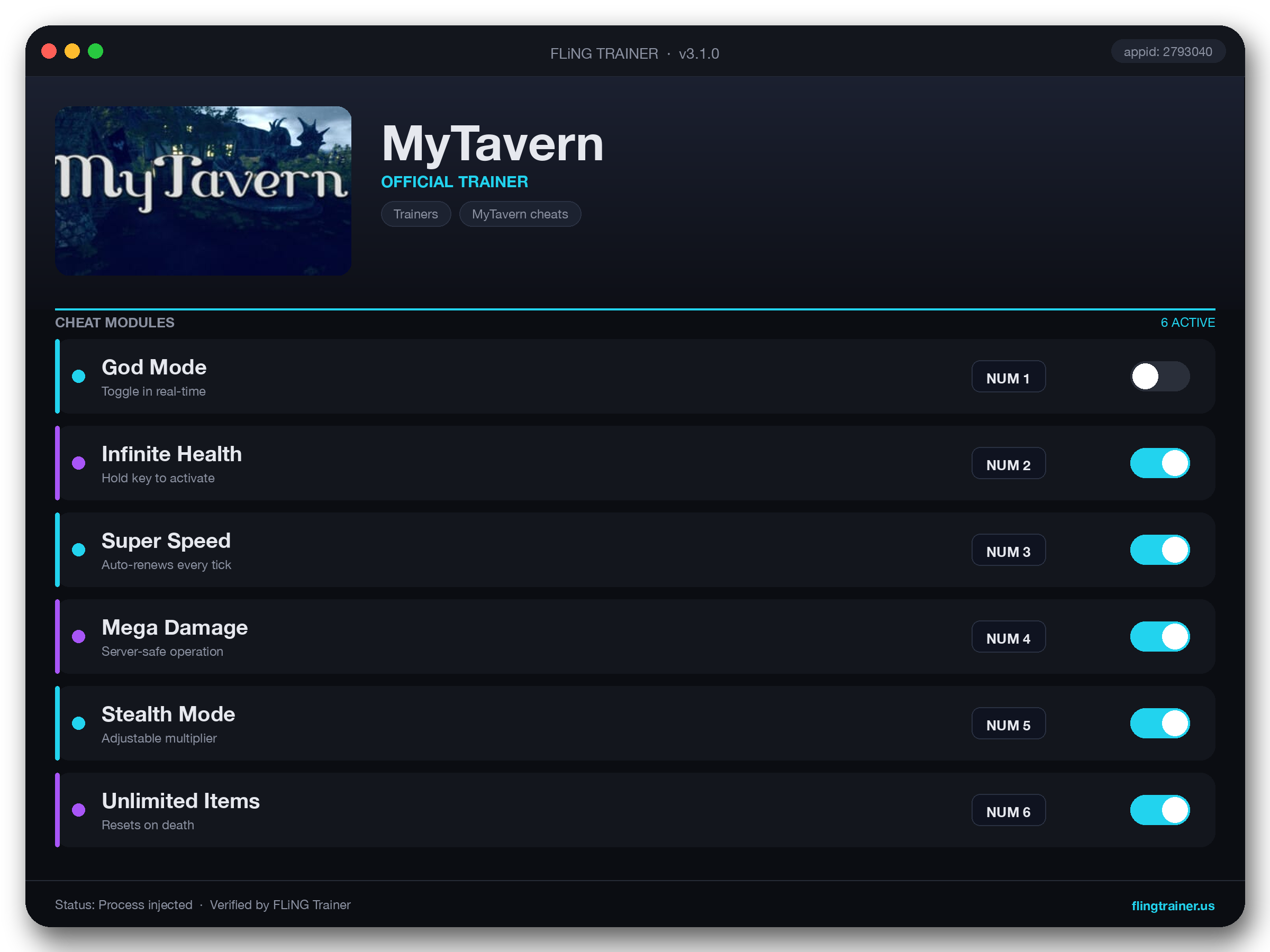 MyTavern Trainer interface