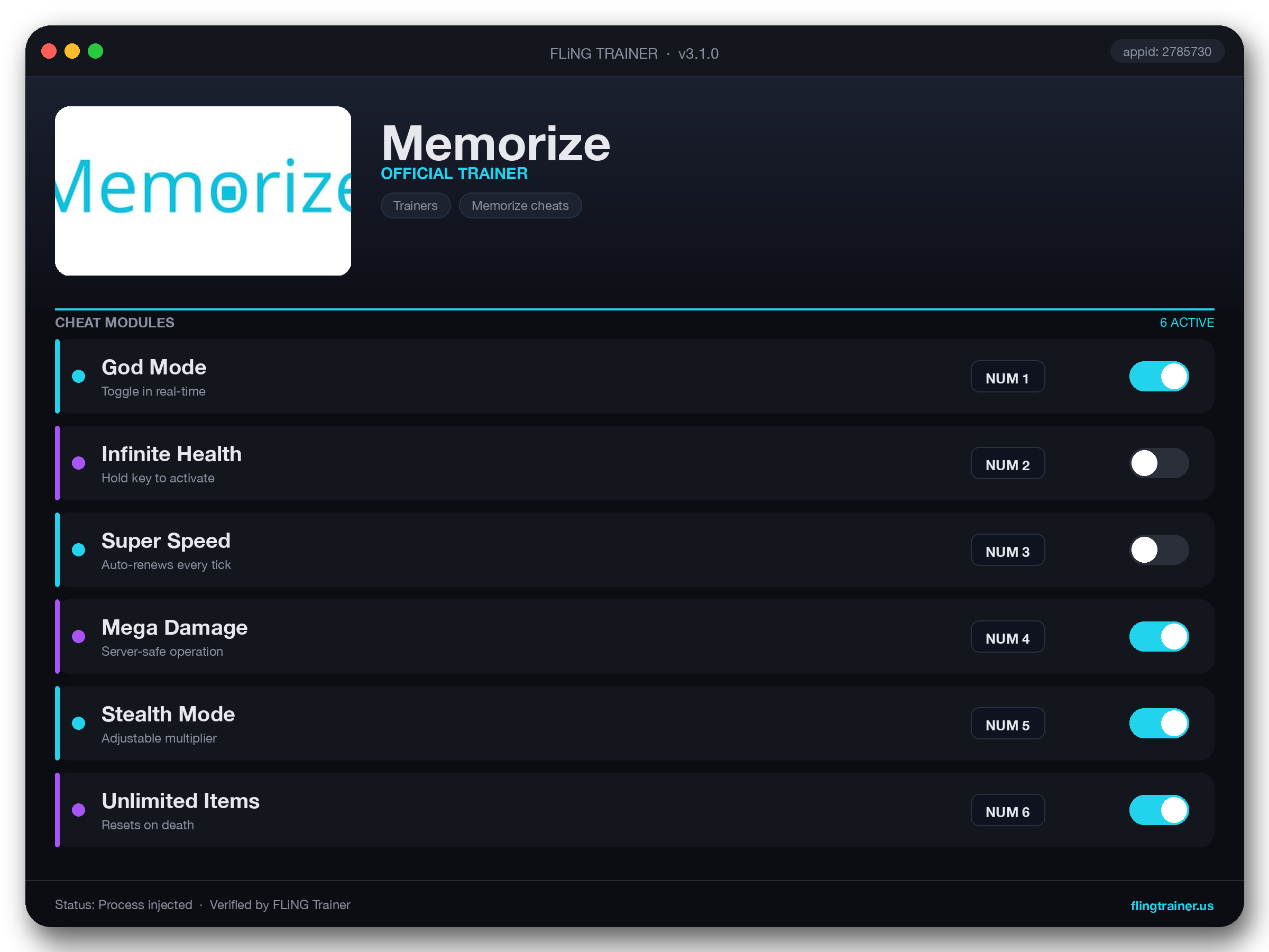 Memorize Trainer interface